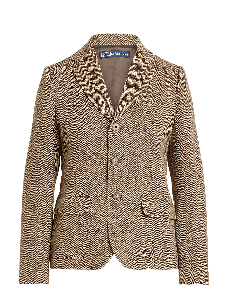 Polo Ralph Lauren - Single-Breasted Herringbone Blazer - brown/cream herri - 0