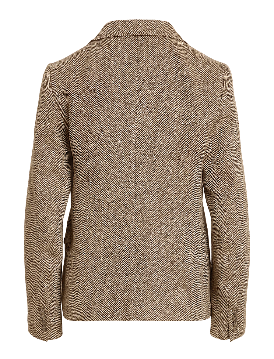 Polo Ralph Lauren - Single-Breasted Herringbone Blazer - brown/cream herri - 1