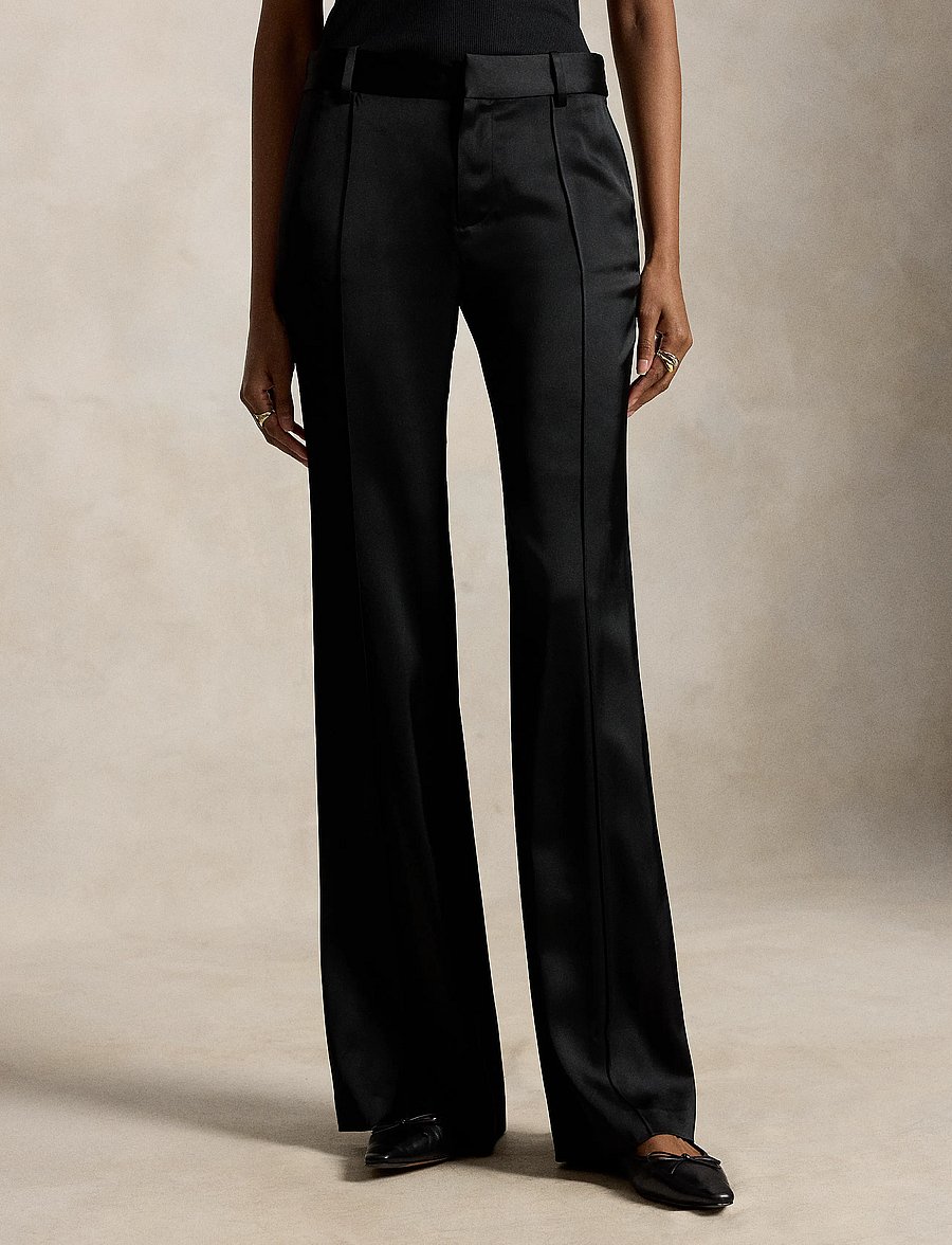 Polo Ralph Lauren - Low-Rise Satin Kick-Flare Pant - schlaghosen - polo black - 0