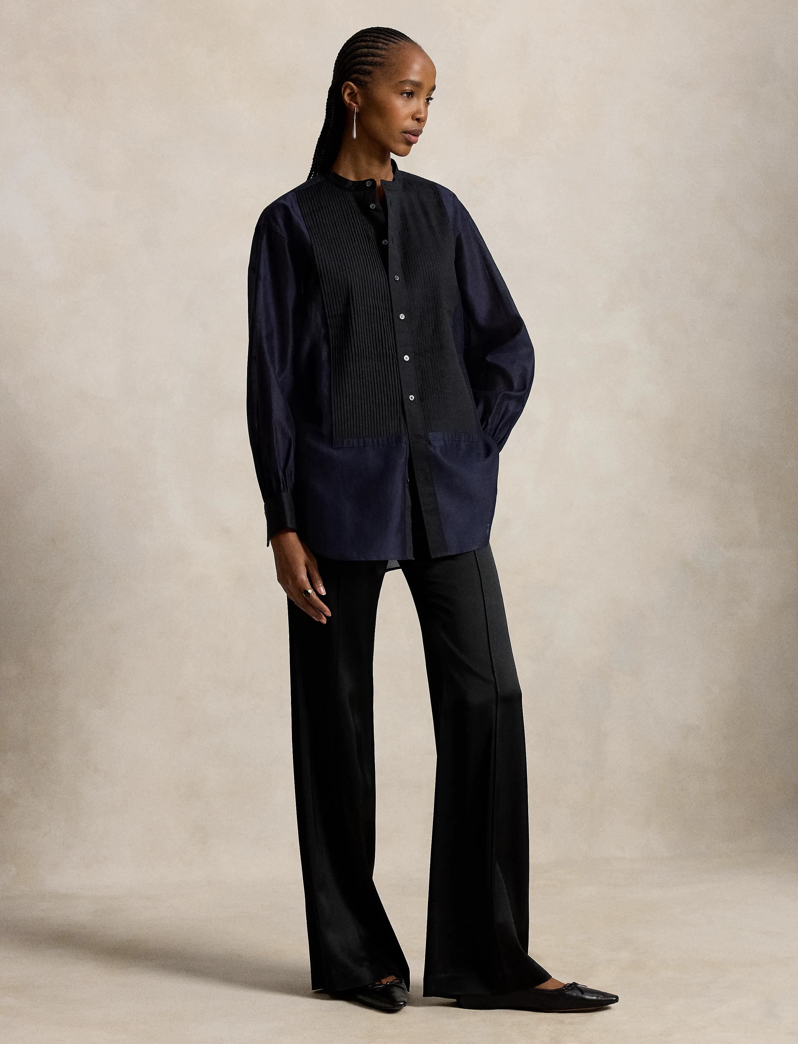 Polo Ralph Lauren - Low-Rise Satin Kick-Flare Pant - schlaghosen - polo black - 3
