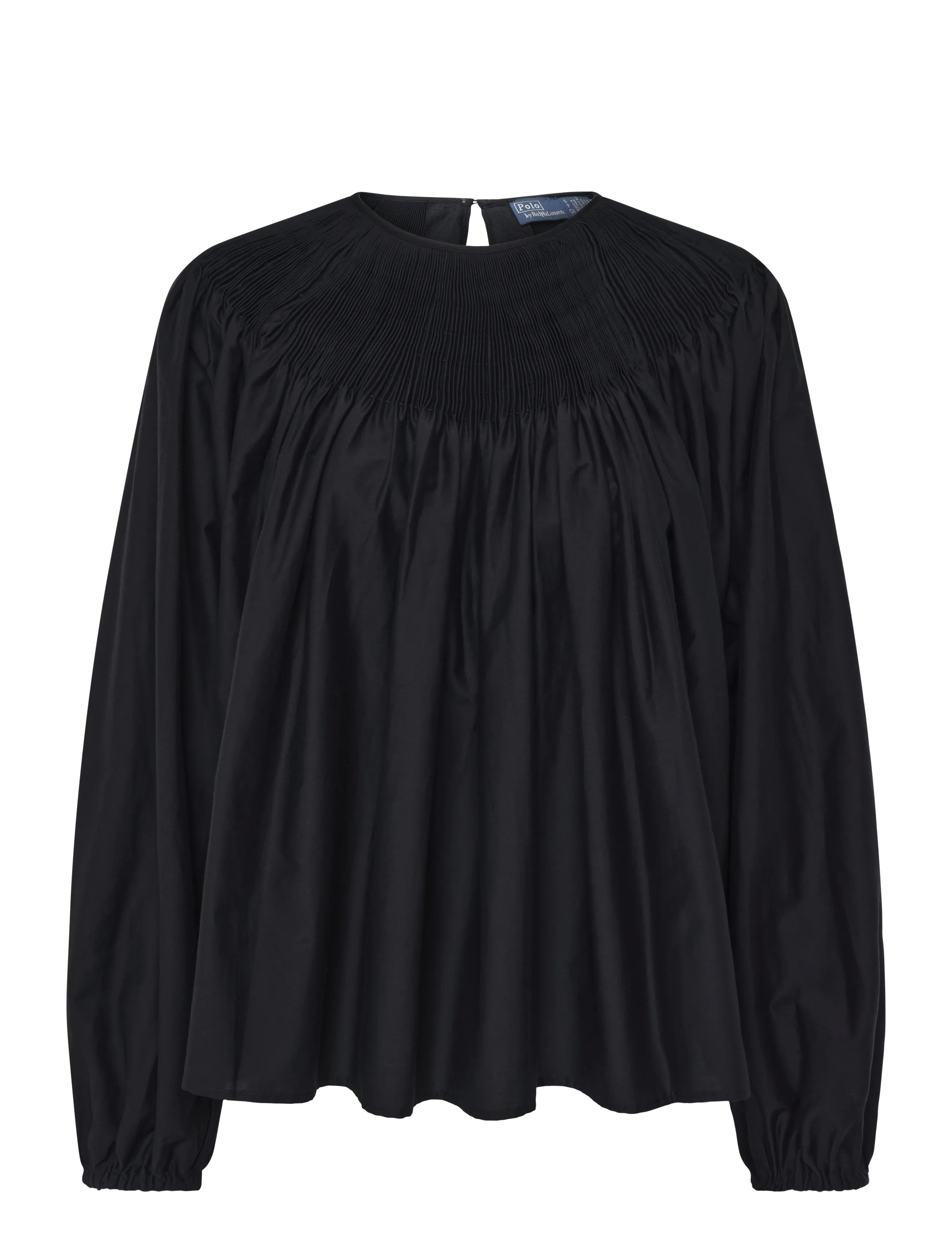 Polo Ralph Lauren - Cotton-Silk Pleated Shirt - long sleeved blouses - black - 2