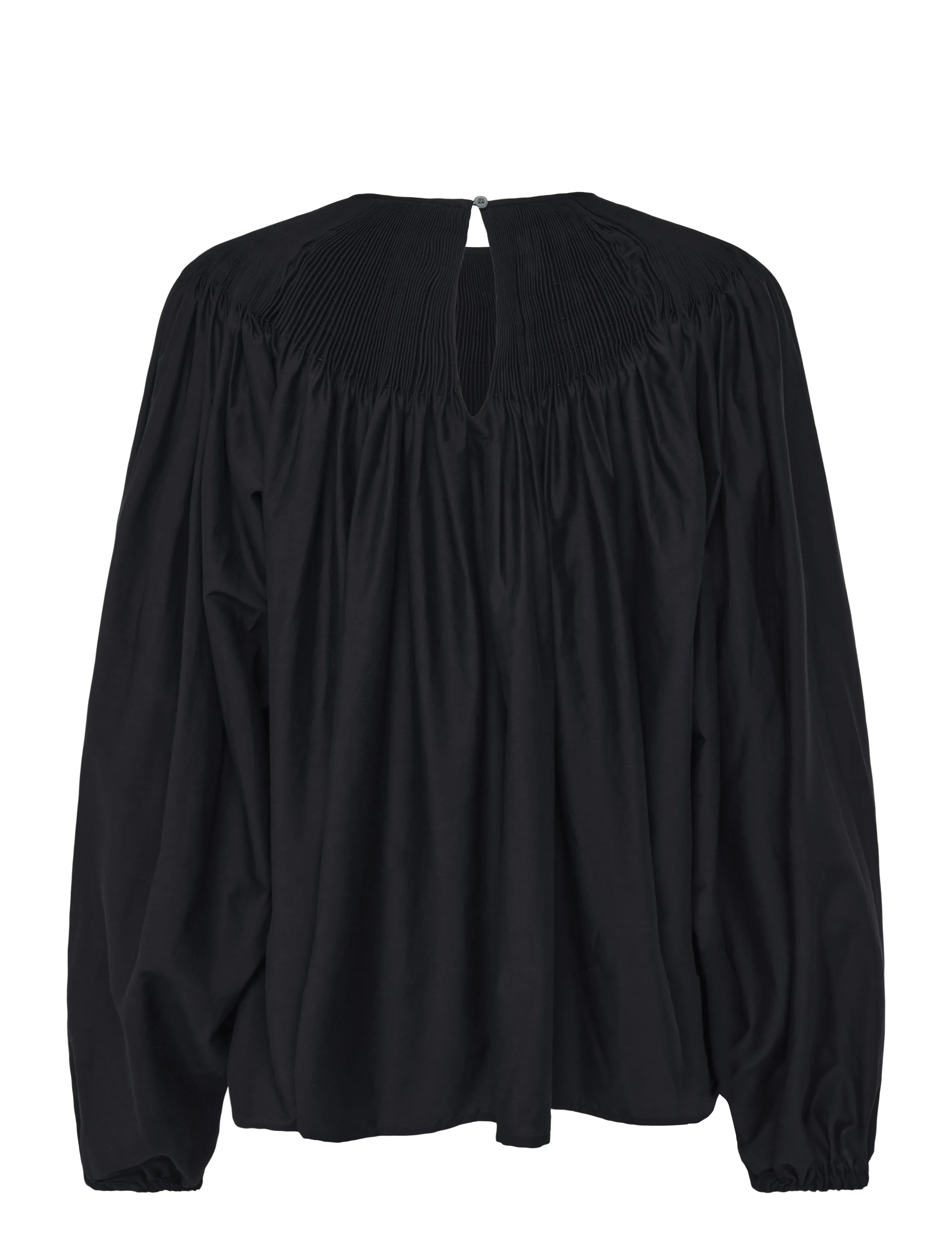 Polo Ralph Lauren - Cotton-Silk Pleated Shirt - long sleeved blouses - black - 3