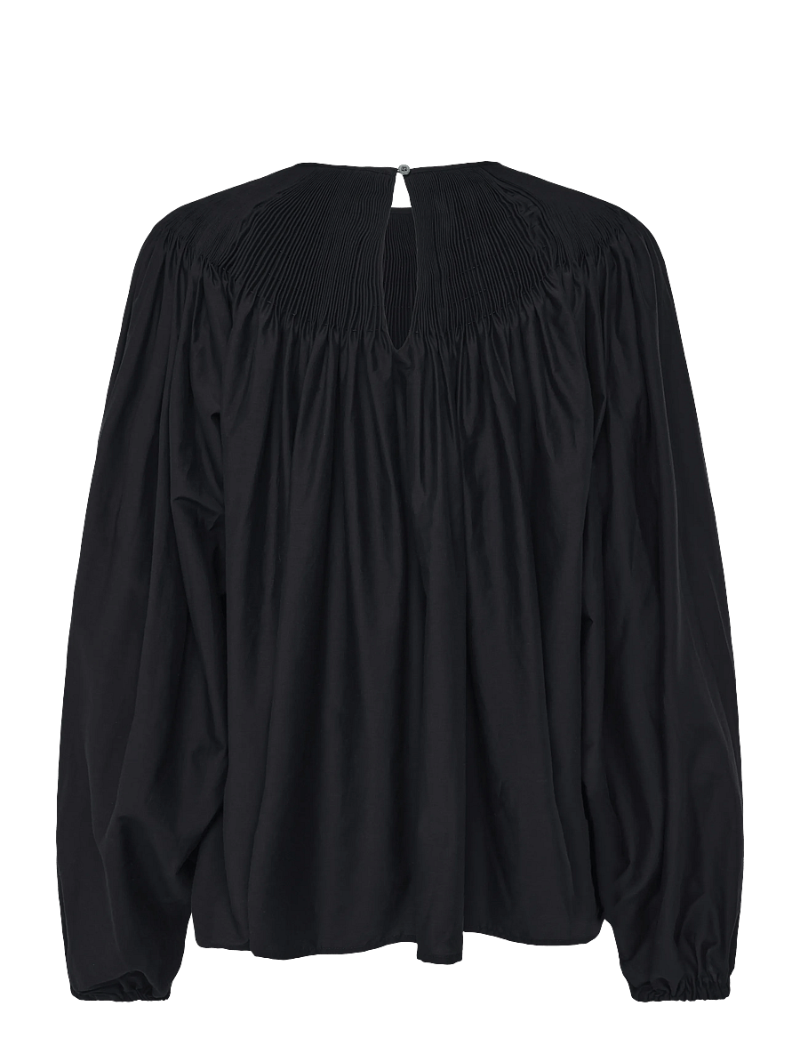 Polo Ralph Lauren - Cotton-Silk Pleated Shirt - long sleeved blouses - black - 3