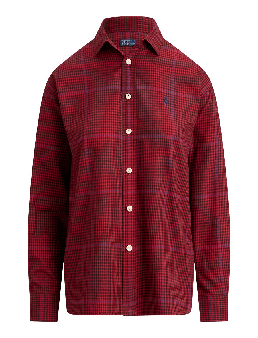 Polo Ralph Lauren - Relaxed Fit Plaid Cotton Twill Shirt - langærmede skjorter - 2075 red-black mu - 1