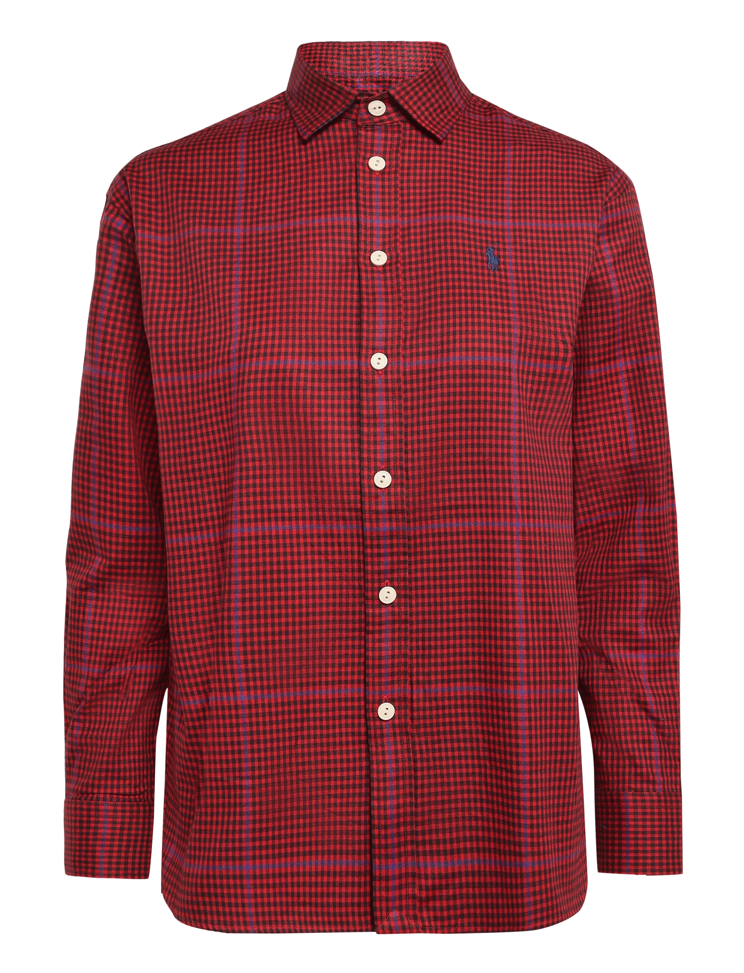 Polo Ralph Lauren Relaxed Fit Plaid Cotton Twill Shirt - Inspiration - 2075 RED-BLACK MU / red