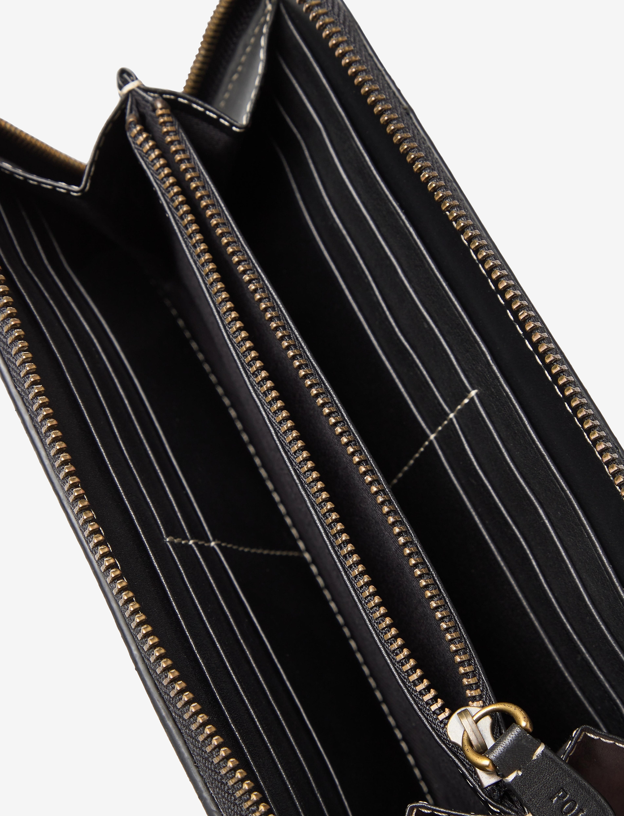 Polo Ralph Lauren - INLAY LEATHER-LONG ZIP WLT-WLT-SMA - black multi - 3