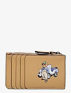 Polo Bear Leather Zip Card Case - CASHMERE