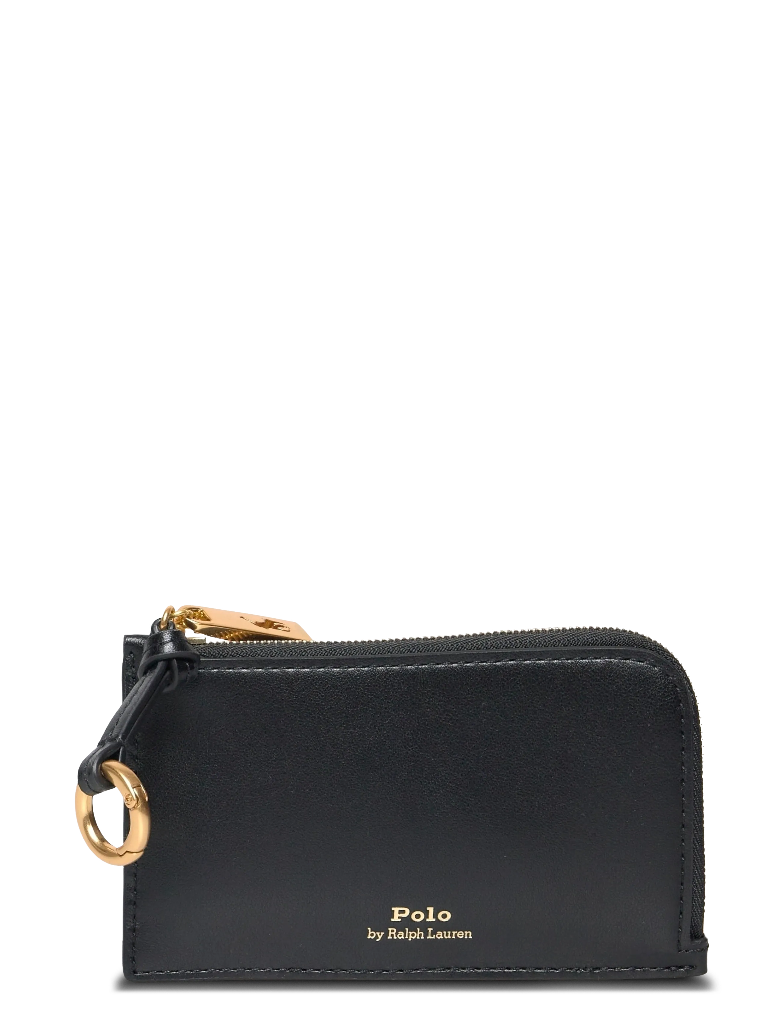 Polo ID Leather Zip Card Case - BLACK