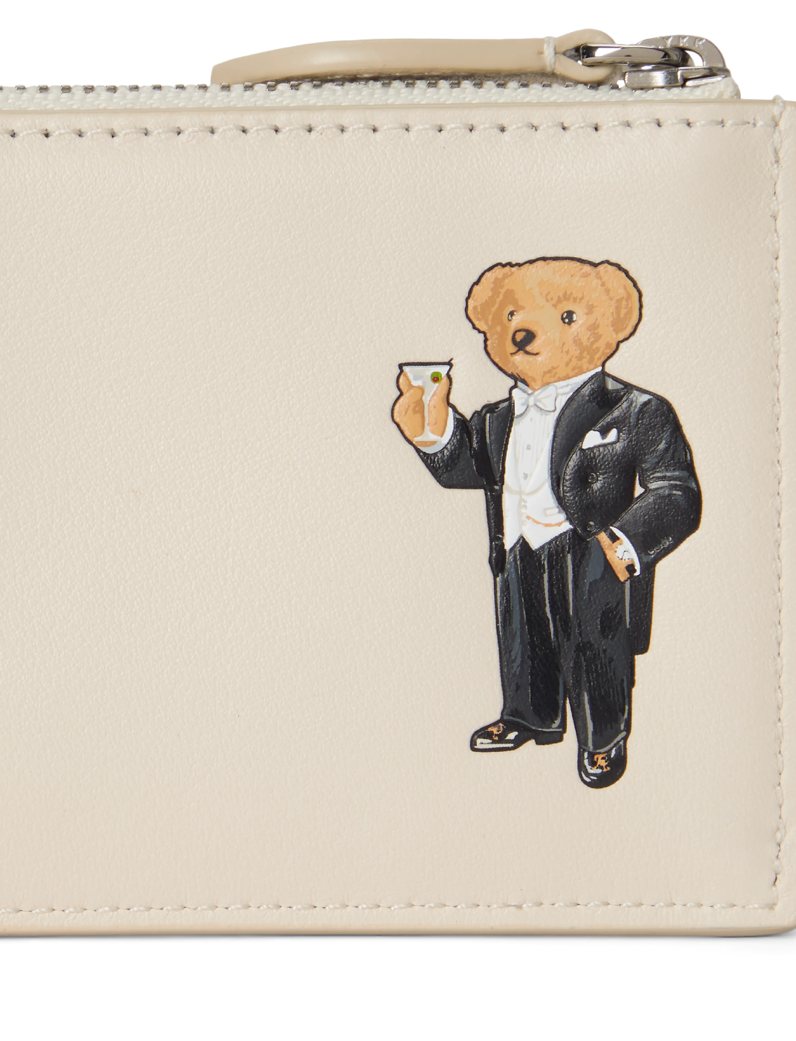 Polo Ralph Lauren - Polo Bear Leather Zip Card Case - ivory - 1