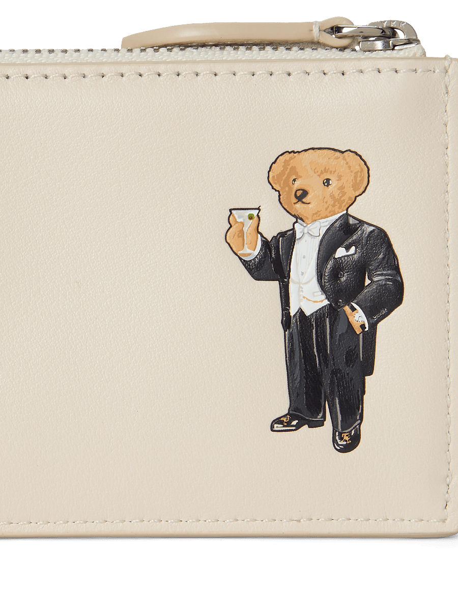 Polo Ralph Lauren - Polo Bear Leather Zip Card Case - ivory - 1