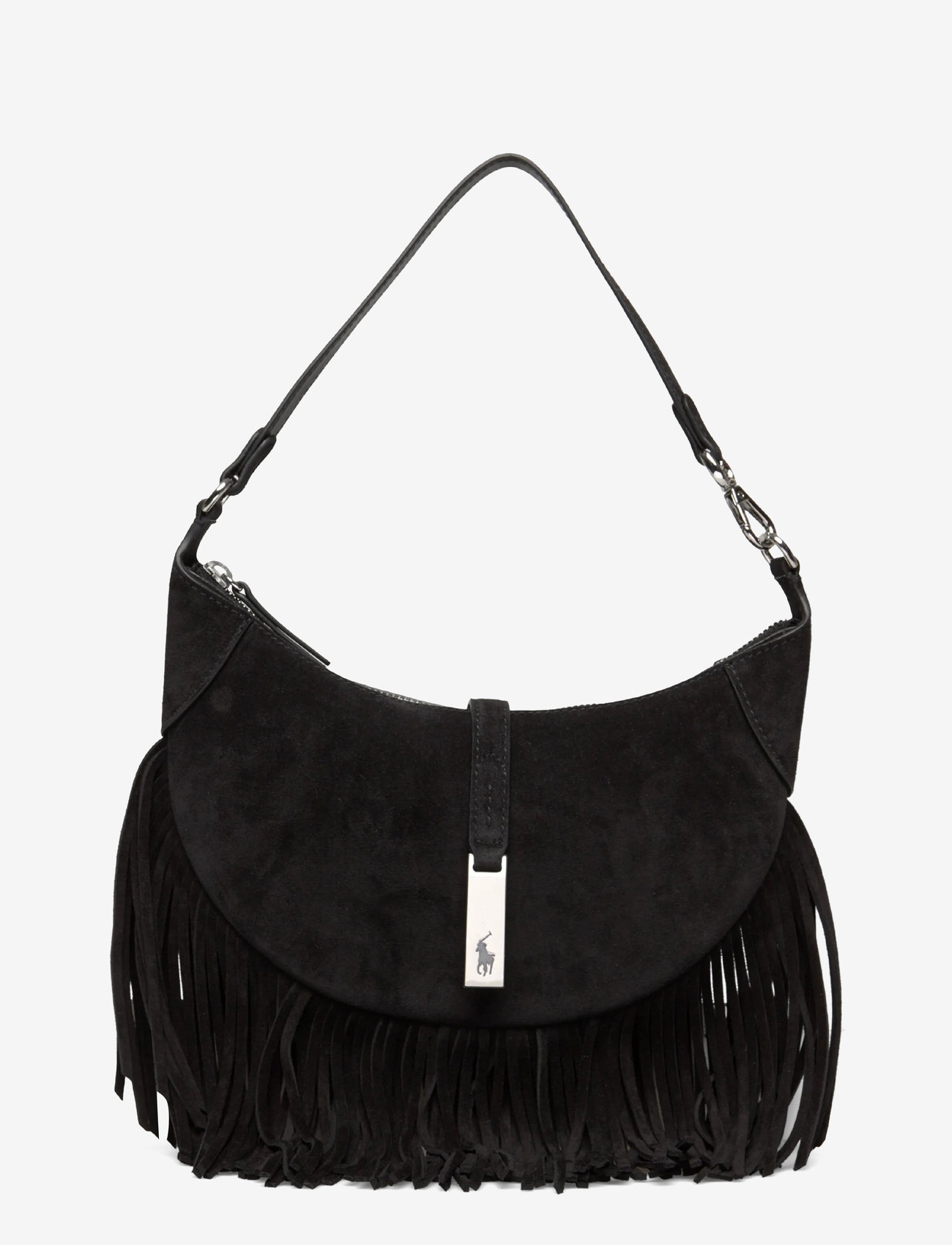 Polo Ralph Lauren - Polo ID Fringe Suede Mini Shoulder Bag - speciella tillfällen - black - 0