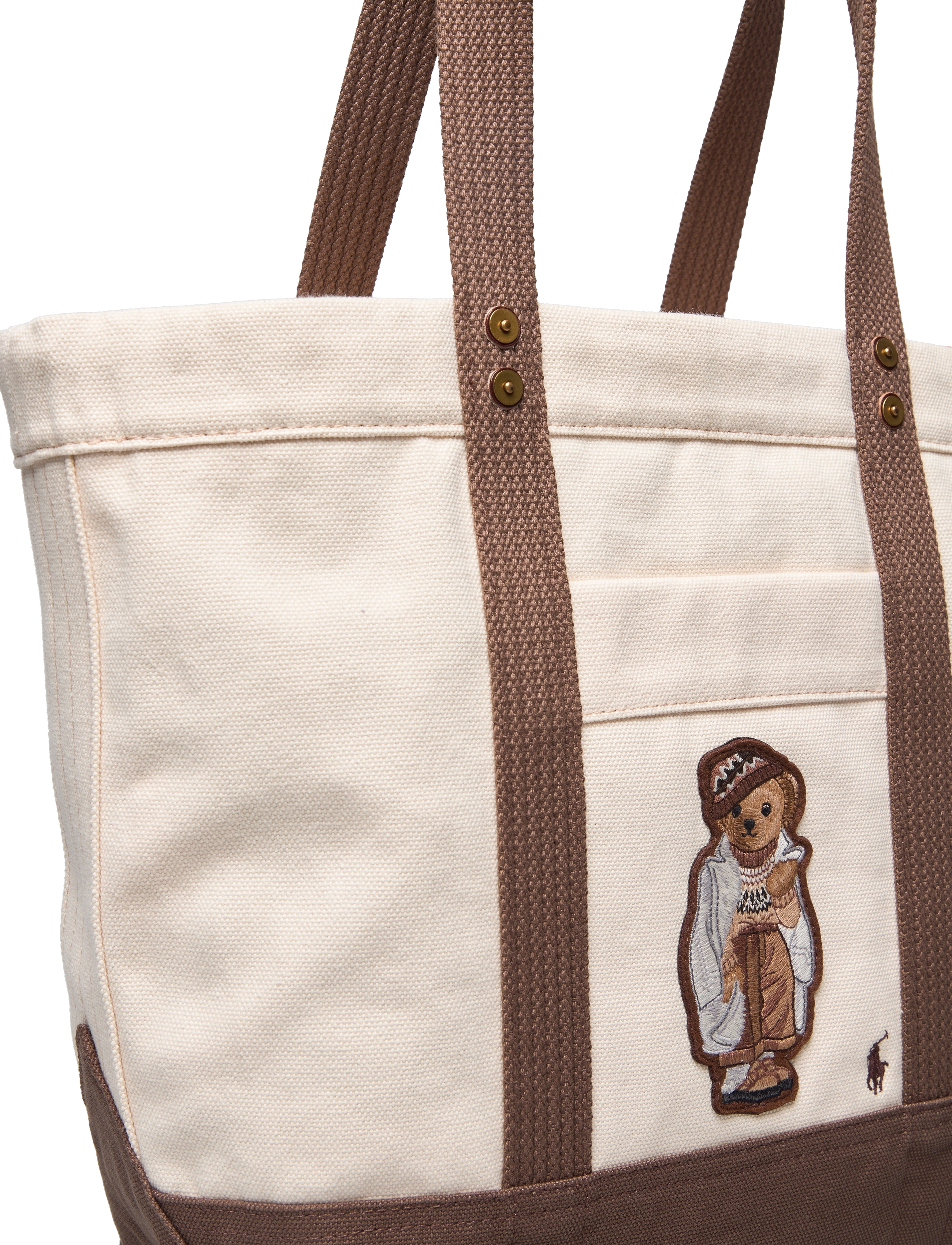 Polo Ralph Lauren - CNVS WNTR FRSL BEAR-PP TOTE-TTE-MED - ecru/chestnut - 3