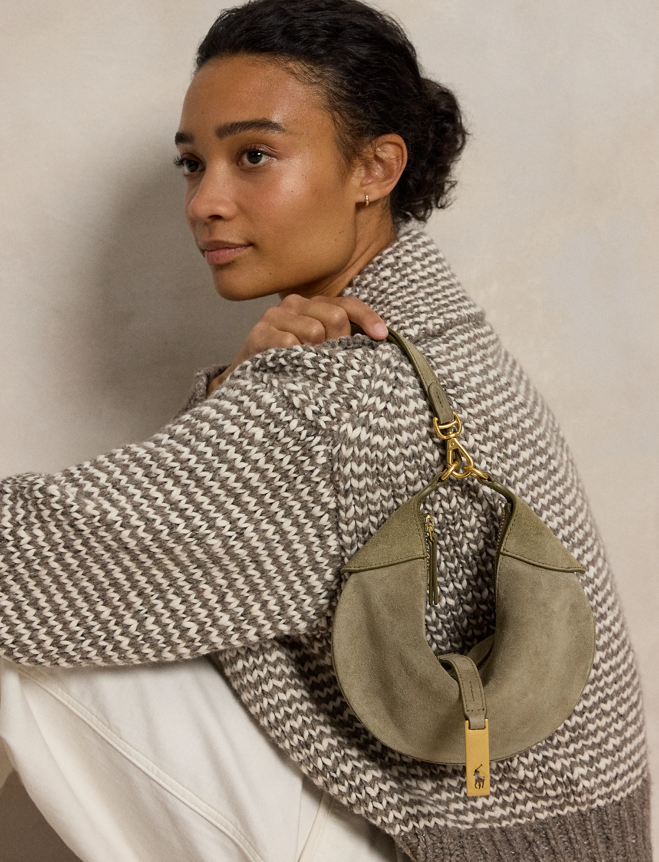 Polo Ralph Lauren Suede-P Id Mn Shdr-Sba-Sma, One Size, Bags, Khakigrün - Top Handle Frauen