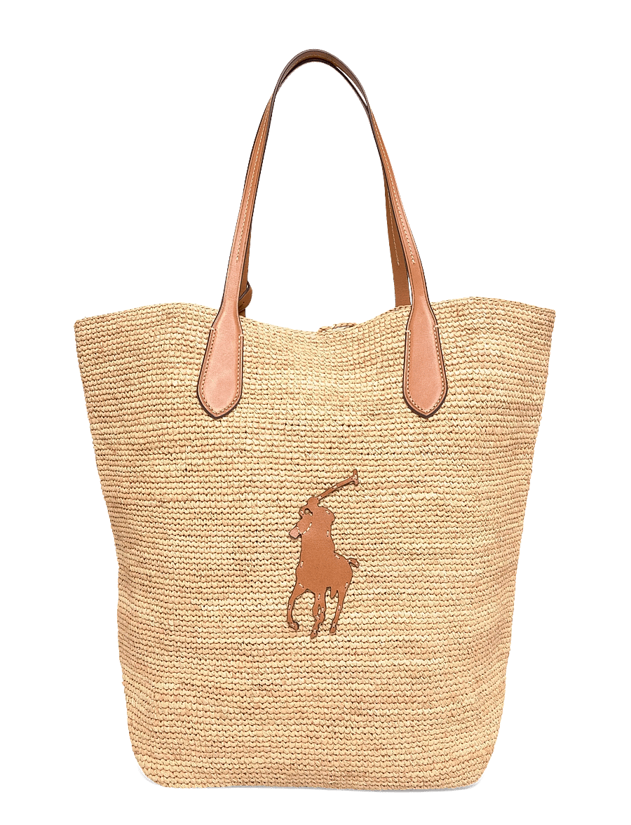 Polo Ralph Lauren - RAFFIA-N/S TOTE-TTE-LRG - tote bags - natural/cuoio - 0