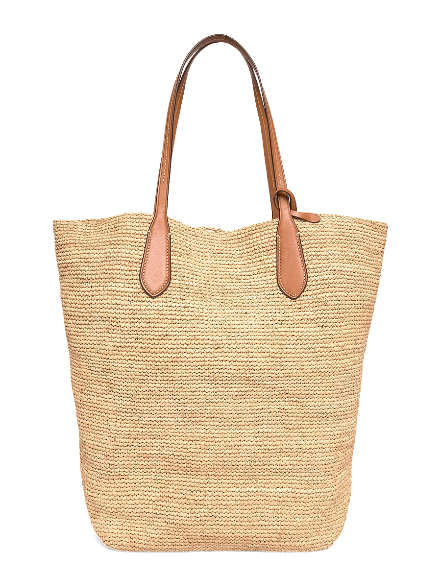Polo Ralph Lauren - RAFFIA-N/S TOTE-TTE-LRG - tote bags - natural/cuoio - 1