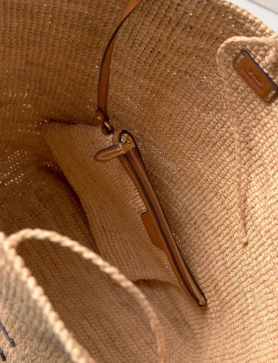 Polo Ralph Lauren - RAFFIA-N/S TOTE-TTE-LRG - tote bags - natural/cuoio - 5
