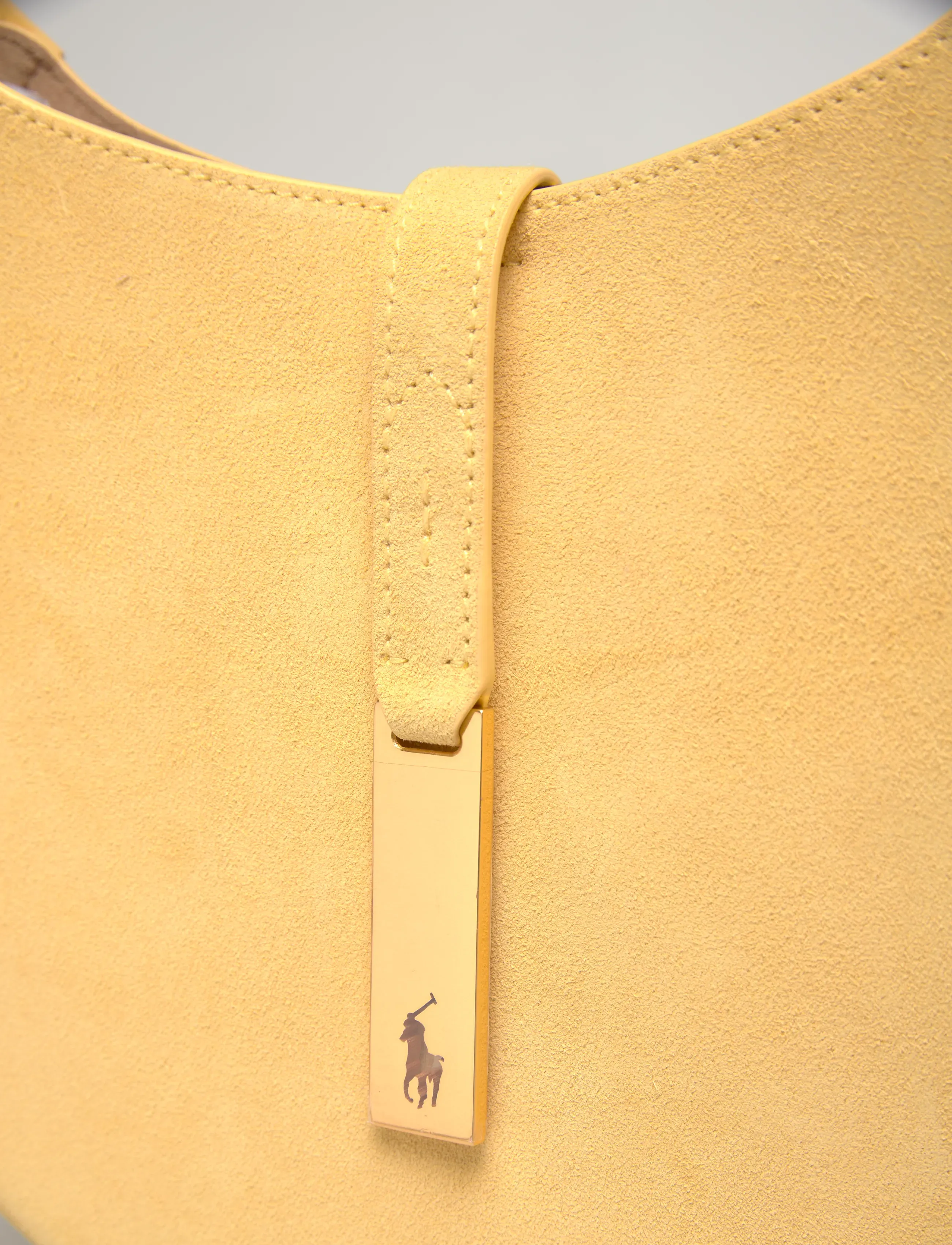 Polo Ralph Lauren - Polo ID Suede Small Shoulder Bag - hverdags stil - lemon meringue - 4