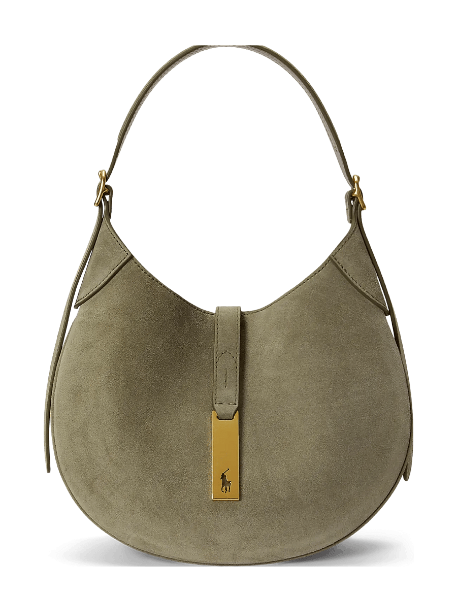 Polo Ralph Lauren - Polo ID Suede Small Shoulder Bag - alltags-style - light olive - 1