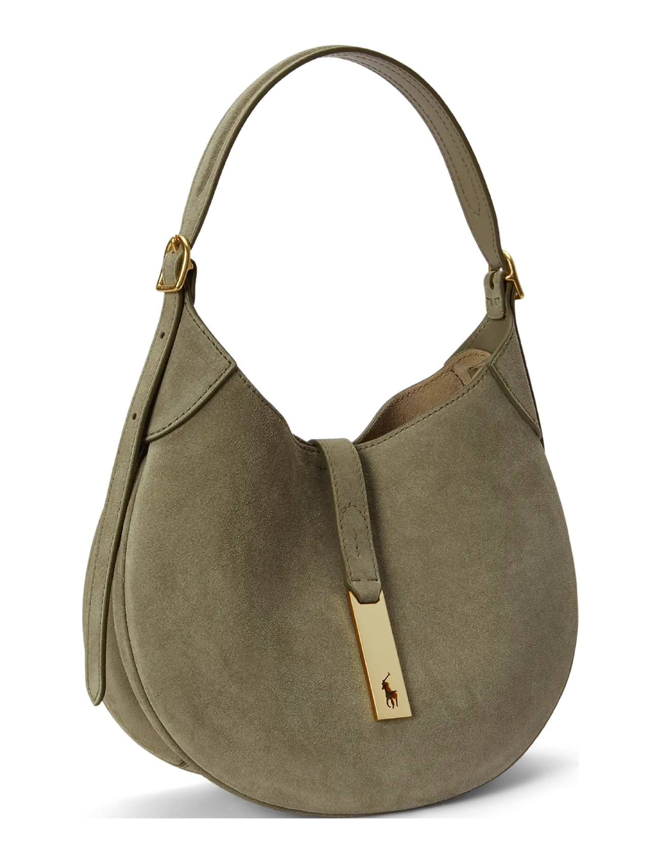 Polo Ralph Lauren - Polo ID Suede Small Shoulder Bag - hverdags stil - light olive - 3