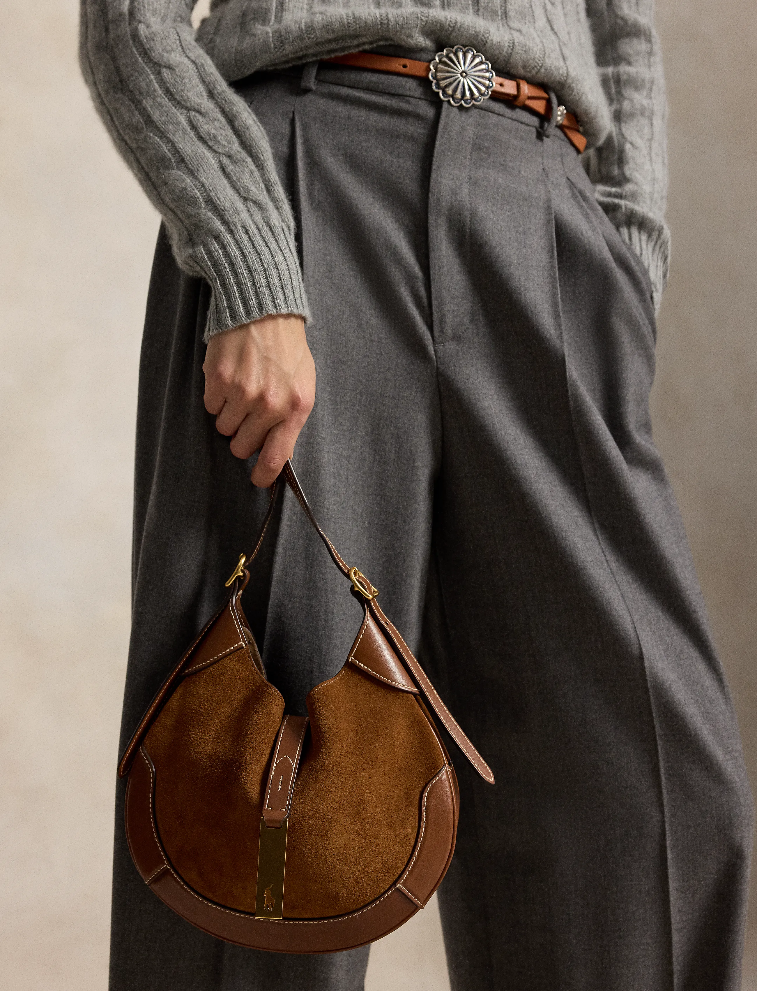 Polo Ralph Lauren - Polo ID Suede-Leather Small Shoulder Bag - modetrender - cinnamon/cuoio - 3