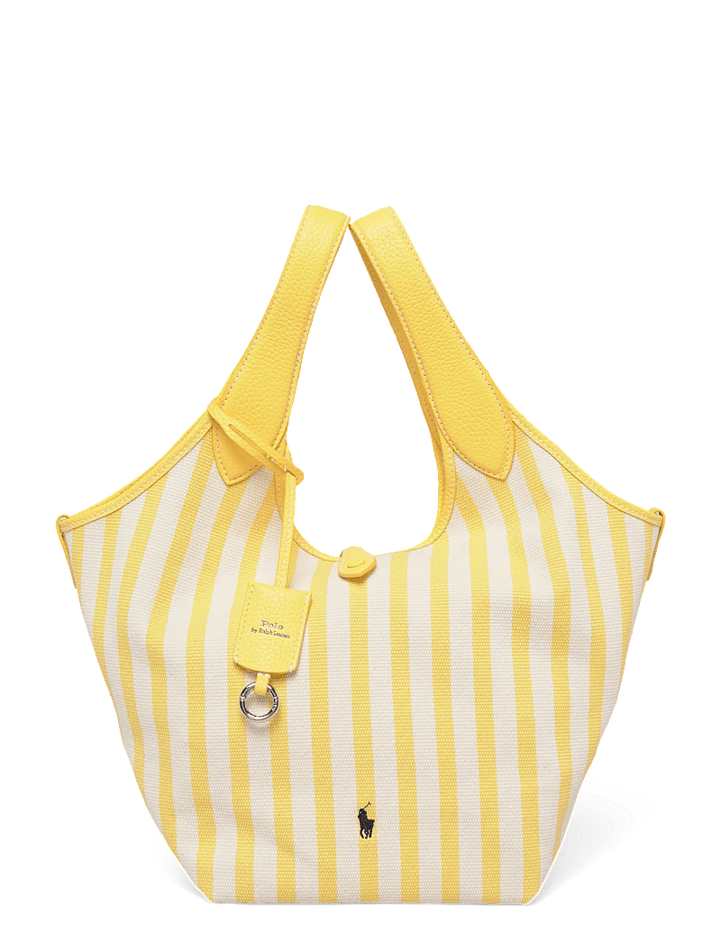 Polo Ralph Lauren - Polo Play Striped Canvas Tote - shoppingväskor - collegiate yellow - 0