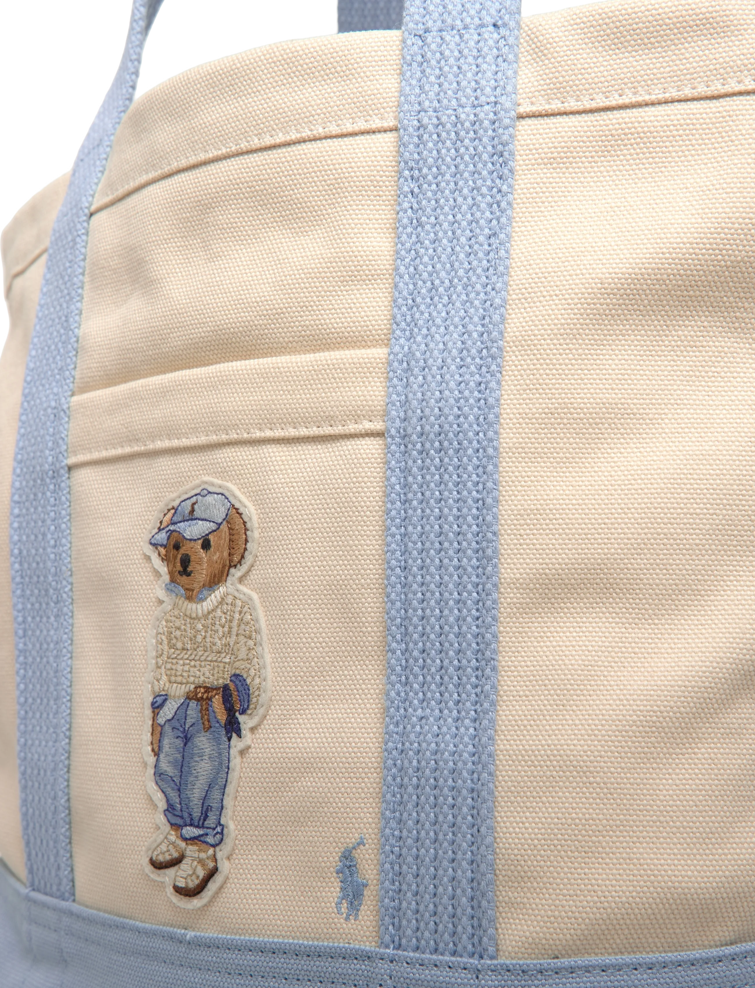Polo Ralph Lauren - CNVS ERAN CBLE BEAR-SM PP TOTE-TTE- - ecru/ carolina bl - 4