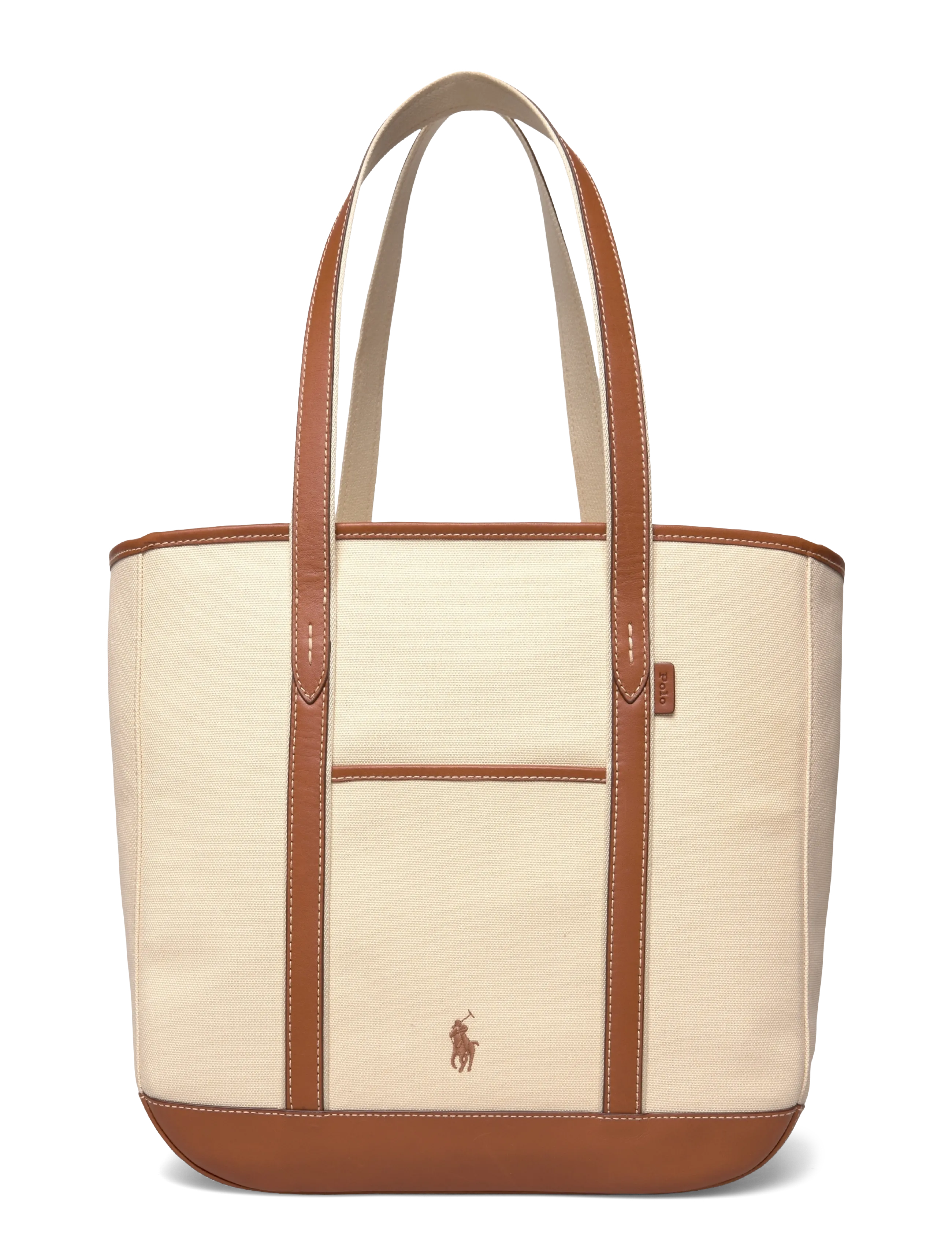 Polo Ralph Lauren Leather-Trim Canvas Medium Shopper Tote - Polo Ralph Lauren - ECRU/CUOIO / cream