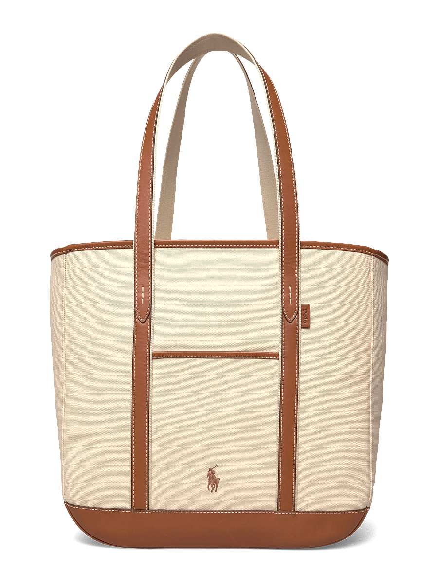 Polo Ralph Lauren - CANVAS/LEATHER-MD SHP TTE-TTE-MED - sacs en toile - ecru/cuoio - 1