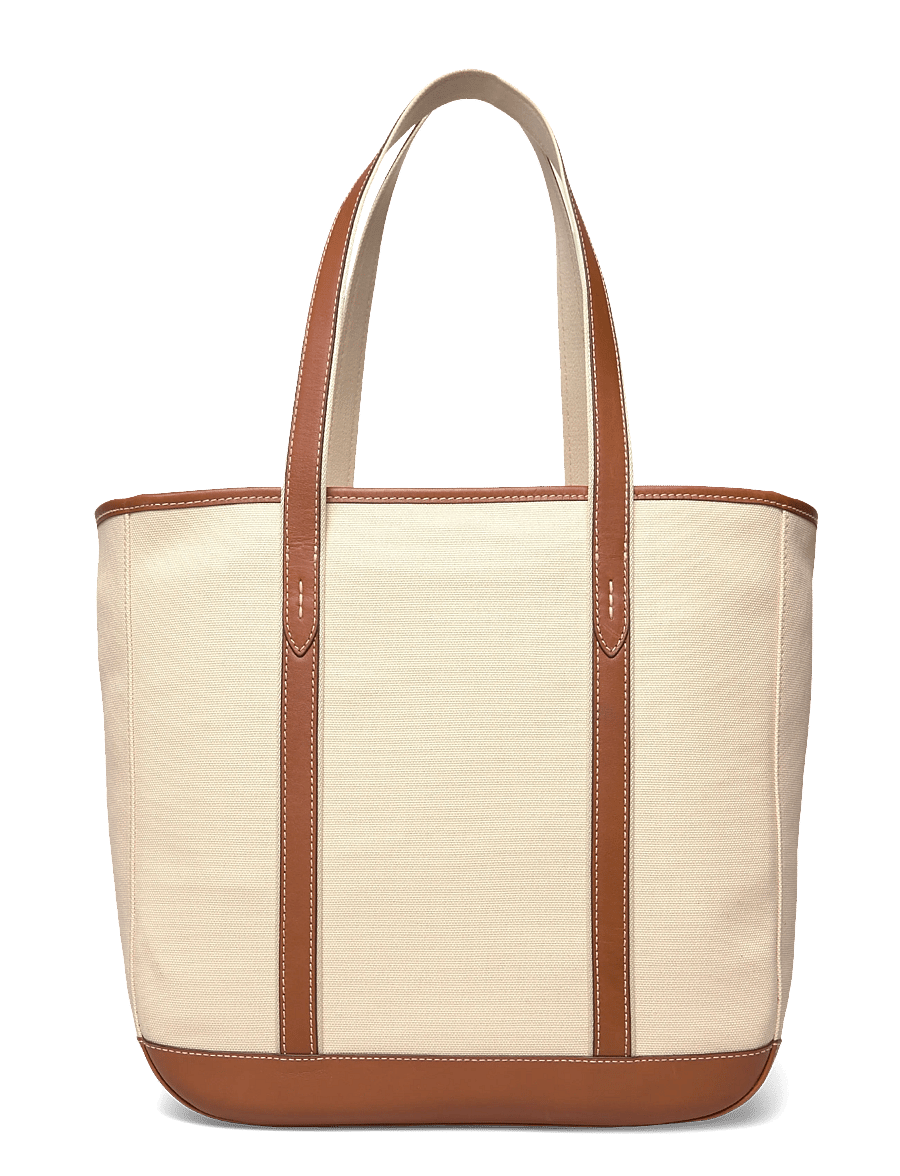 Polo Ralph Lauren - CANVAS/LEATHER-MD SHP TTE-TTE-MED - sacs en toile - ecru/cuoio - 2