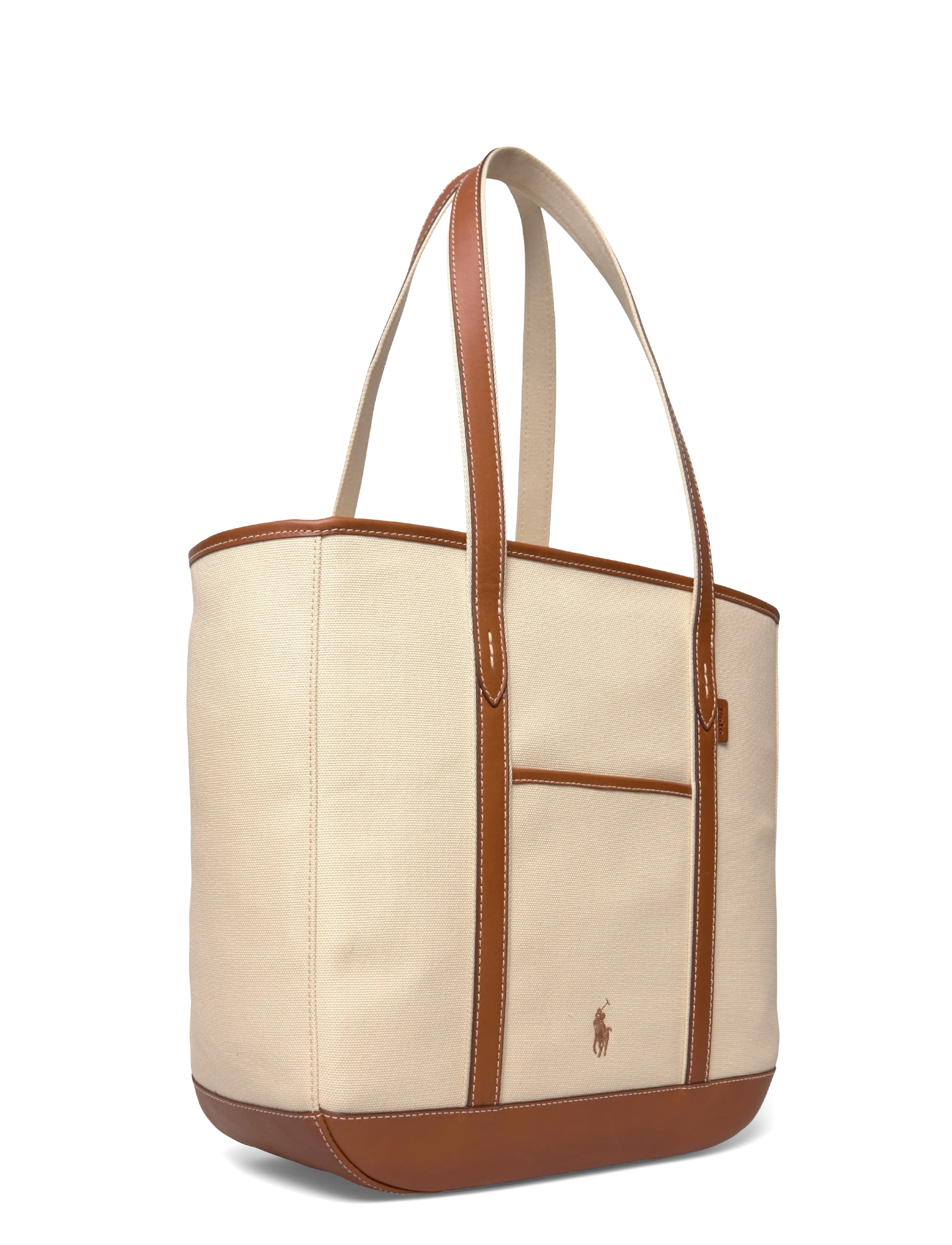 Polo Ralph Lauren - CANVAS/LEATHER-MD SHP TTE-TTE-MED - sacs en toile - ecru/cuoio - 3