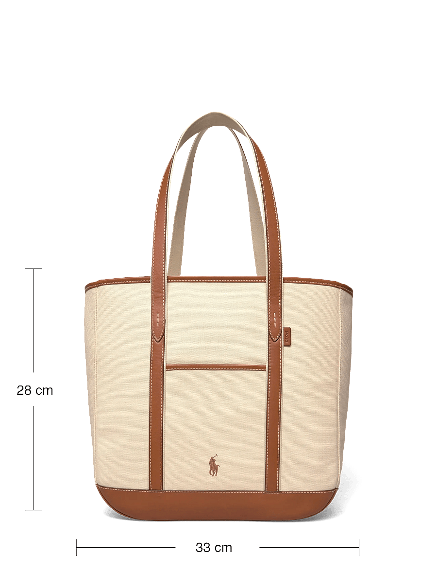 Polo Ralph Lauren - CANVAS/LEATHER-MD SHP TTE-TTE-MED - sacs en toile - ecru/cuoio - 4