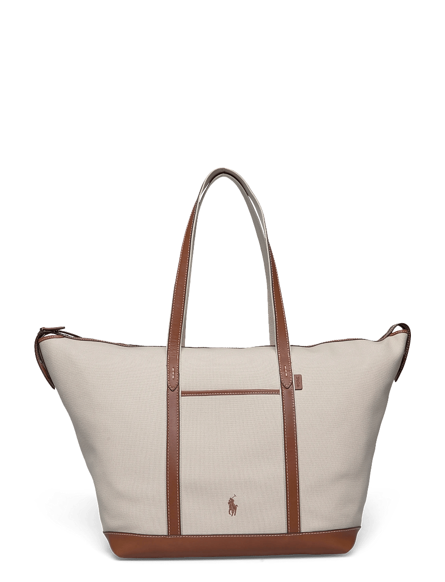 Polo Ralph Lauren - CANVAS/LEATHER-LG SHP TTE-TTE-LRG - cabas - ecru/cuoio - 0