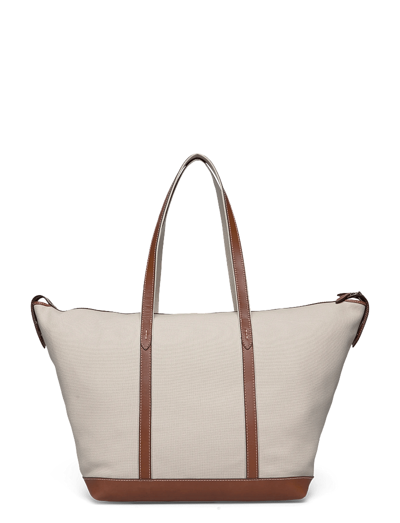 Polo Ralph Lauren - Leather-Trim Canvas Large Shopper Tote - shoppers - ecru/cuoio - 1