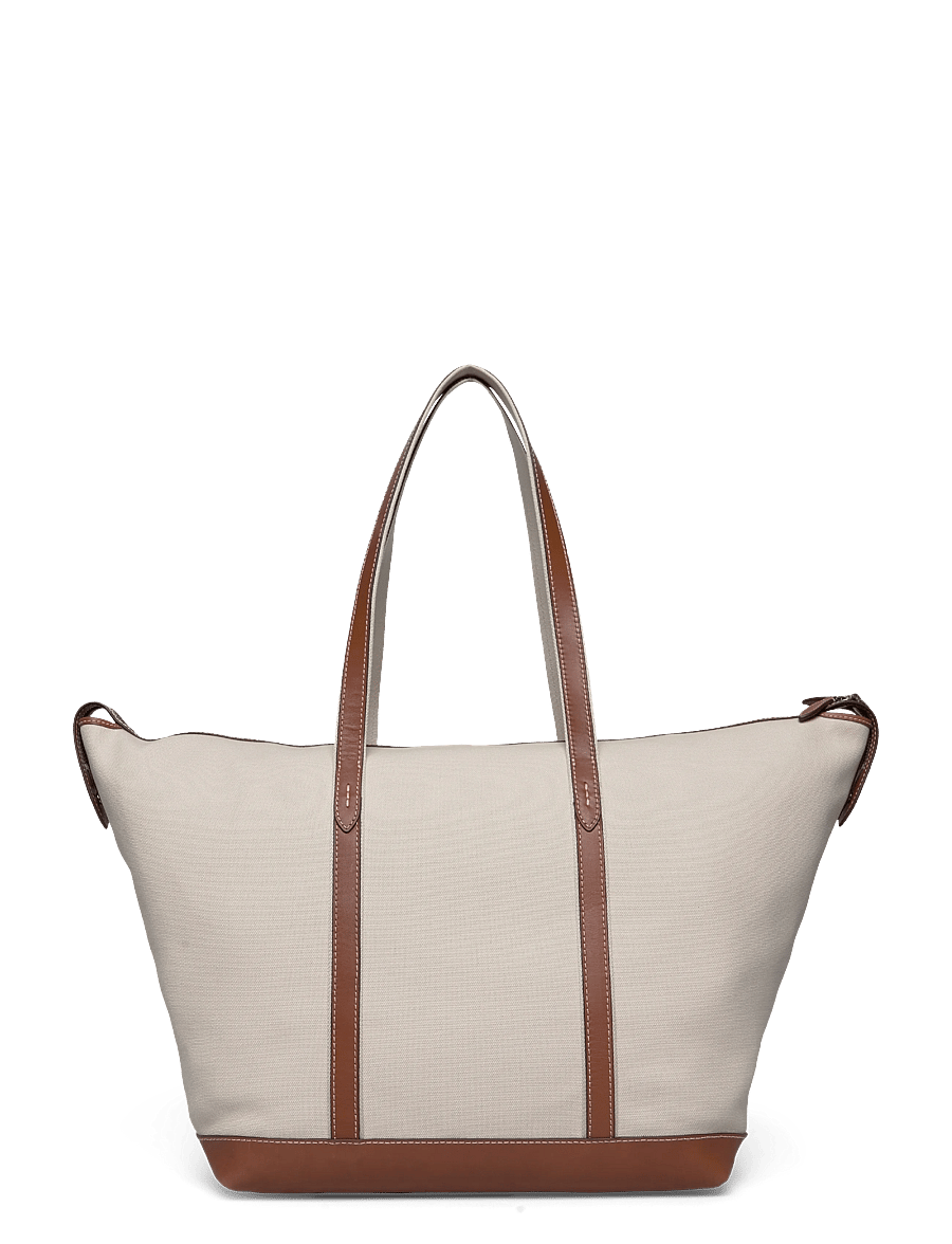 Polo Ralph Lauren - CANVAS/LEATHER-LG SHP TTE-TTE-LRG - cabas - ecru/cuoio - 1