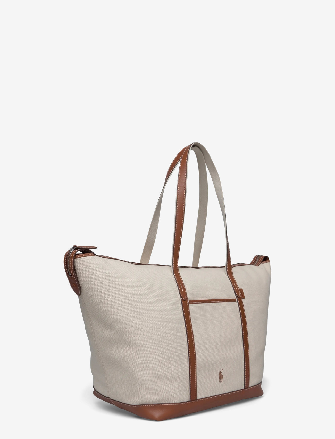 Polo Ralph Lauren - Leather-Trim Canvas Large Shopper Tote - shoppers - ecru/cuoio - 2
