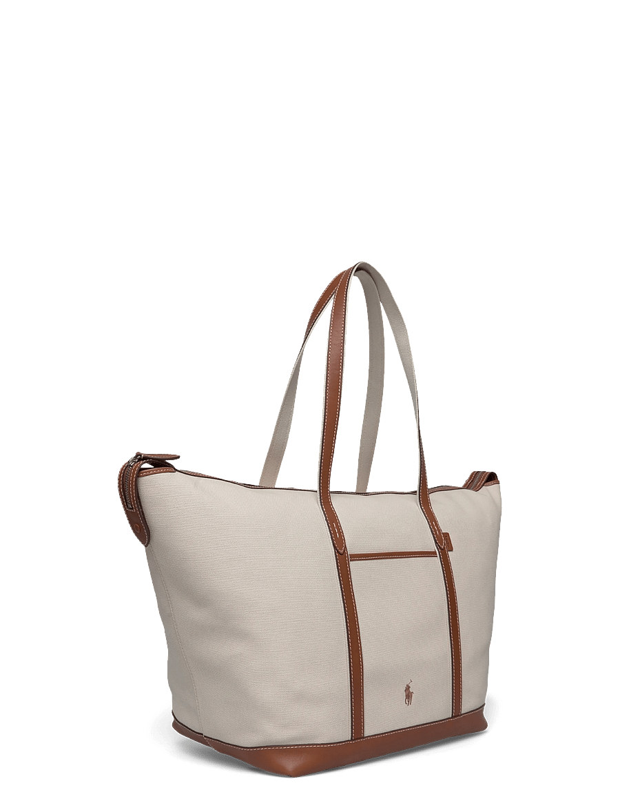 Polo Ralph Lauren - CANVAS/LEATHER-LG SHP TTE-TTE-LRG - cabas - ecru/cuoio - 2