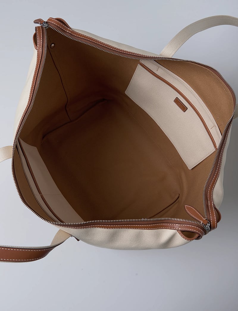 Polo Ralph Lauren - Leather-Trim Canvas Large Shopper Tote - shoppers - ecru/cuoio - 4