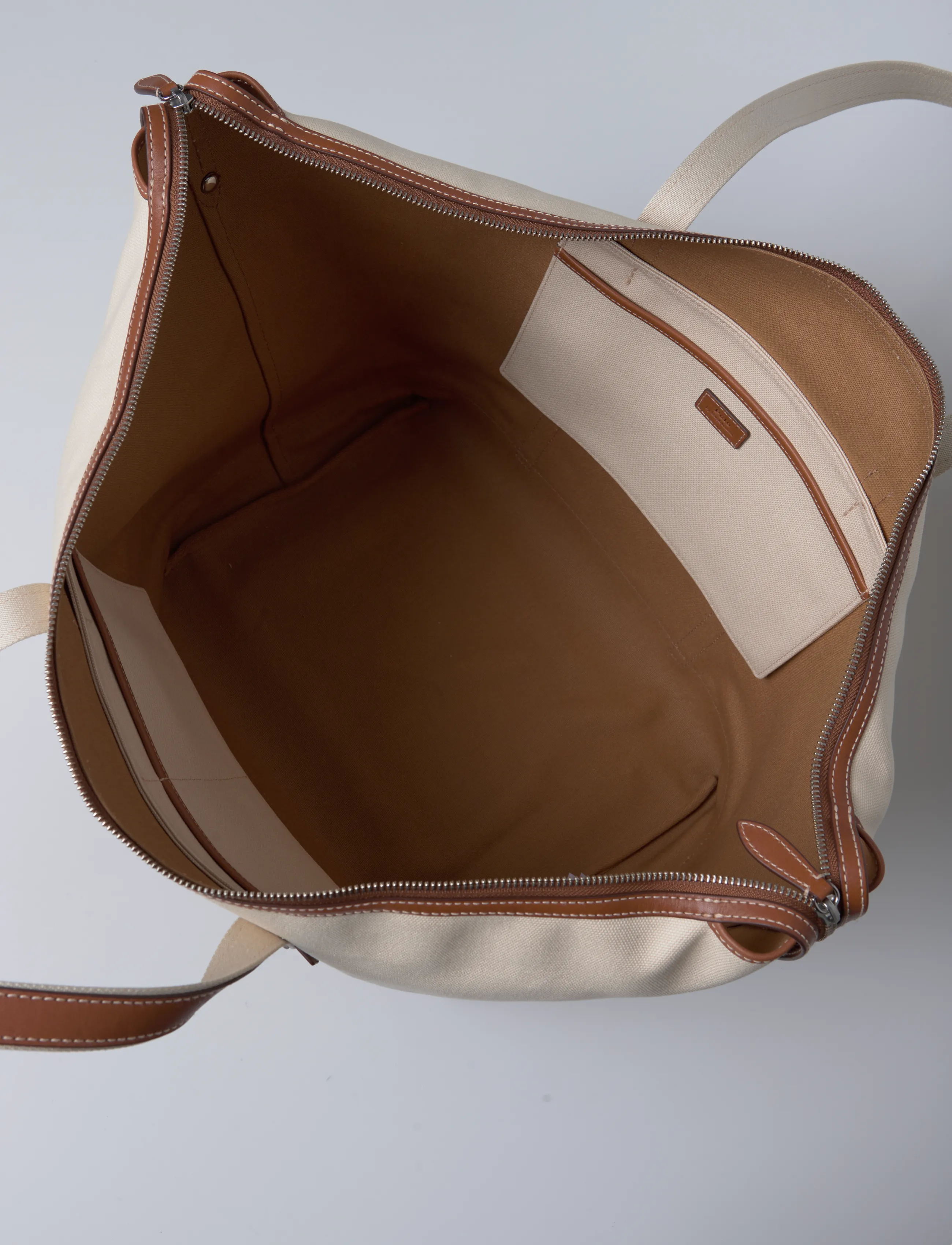 Polo Ralph Lauren - CANVAS/LEATHER-LG SHP TTE-TTE-LRG - cabas - ecru/cuoio - 4