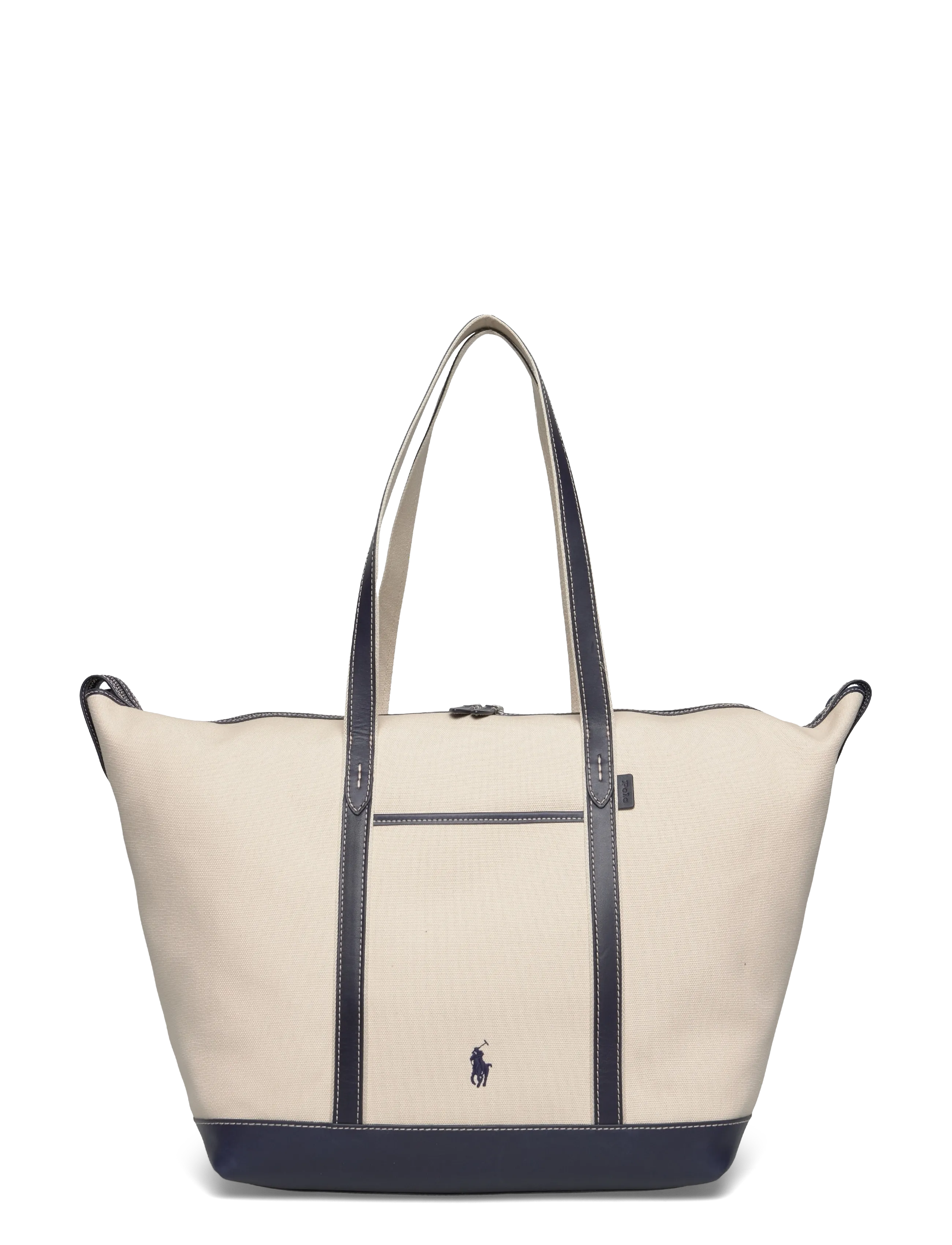 Polo Ralph Lauren Canvas/Leather-Lg Shp Tte-Tte-Lrg, Kvinder, Stor Lærredstaske, Cream, Str: ONE SIZE