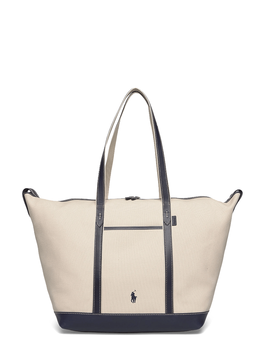 Polo Ralph Lauren - CANVAS/LEATHER-LG SHP TTE-TTE-LRG - shopper - ecru/navy - 0