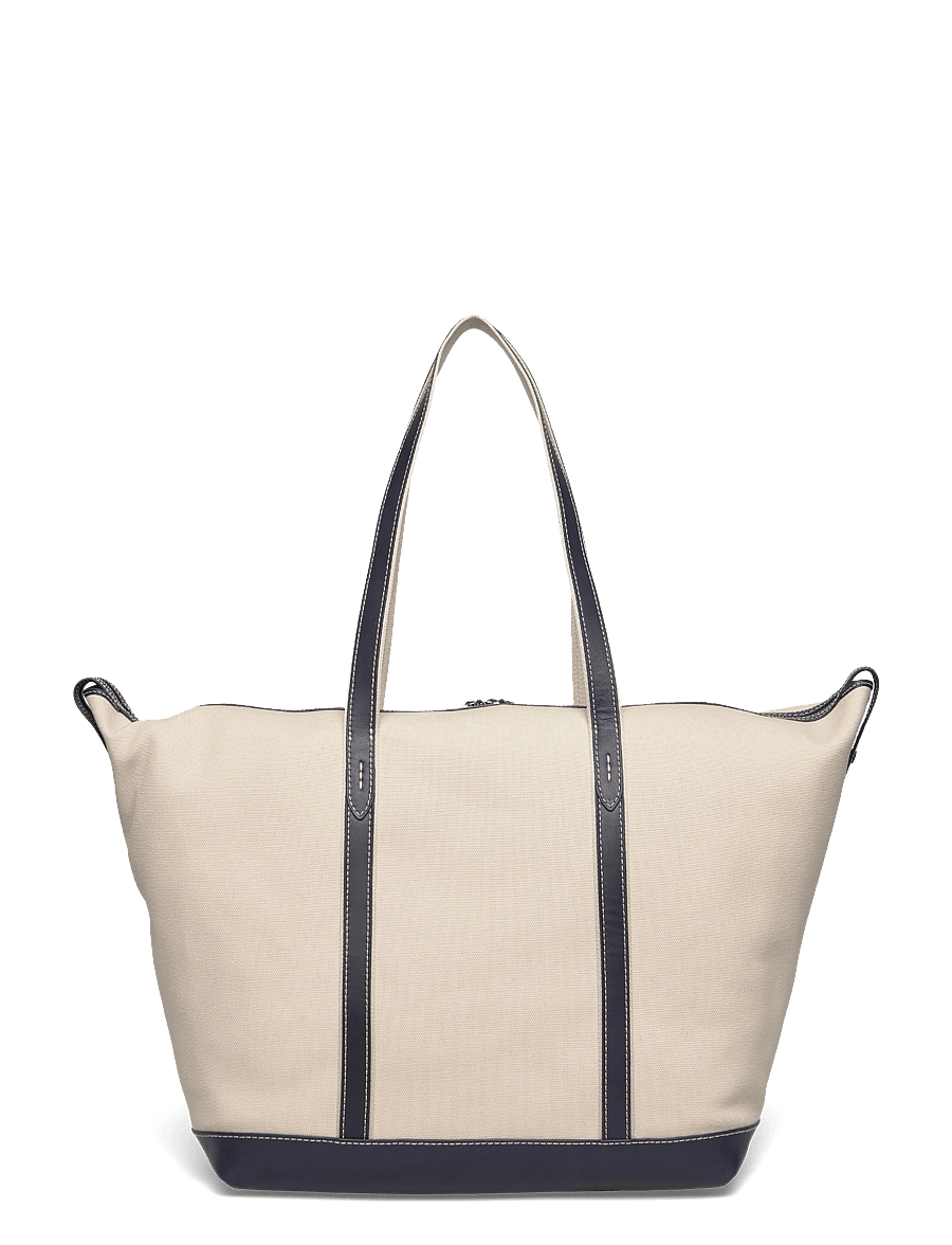 Polo Ralph Lauren - CANVAS/LEATHER-LG SHP TTE-TTE-LRG - shopper - ecru/navy - 1