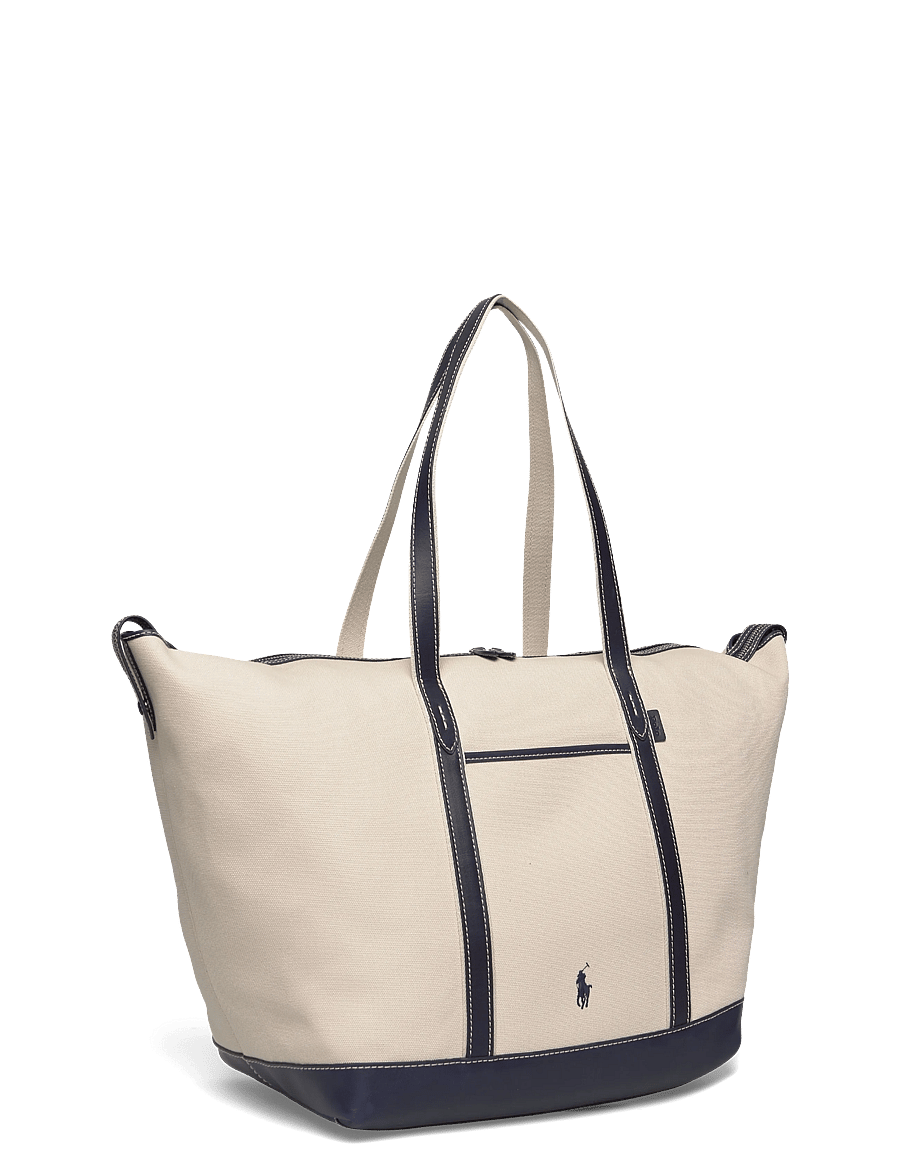 Polo Ralph Lauren - CANVAS/LEATHER-LG SHP TTE-TTE-LRG - shopper - ecru/navy - 2