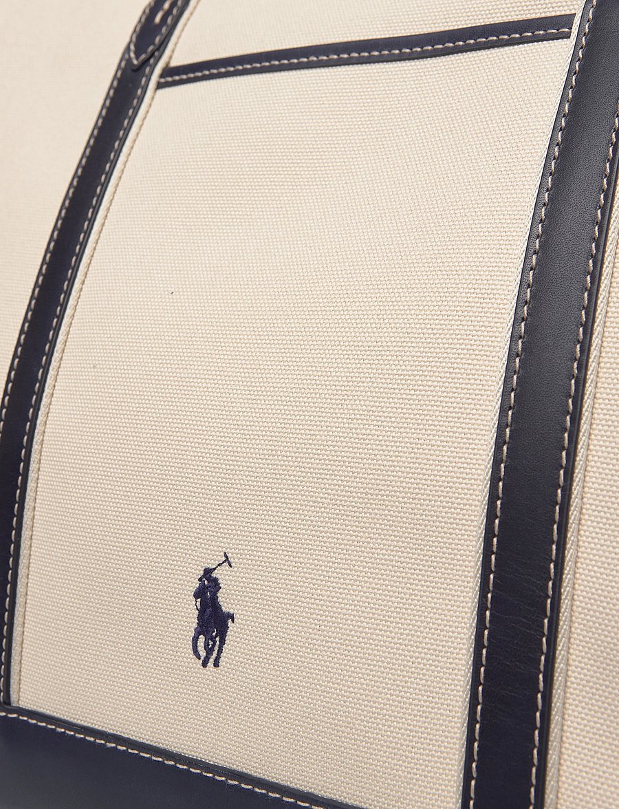 Polo Ralph Lauren - CANVAS/LEATHER-LG SHP TTE-TTE-LRG - shopper - ecru/navy - 3