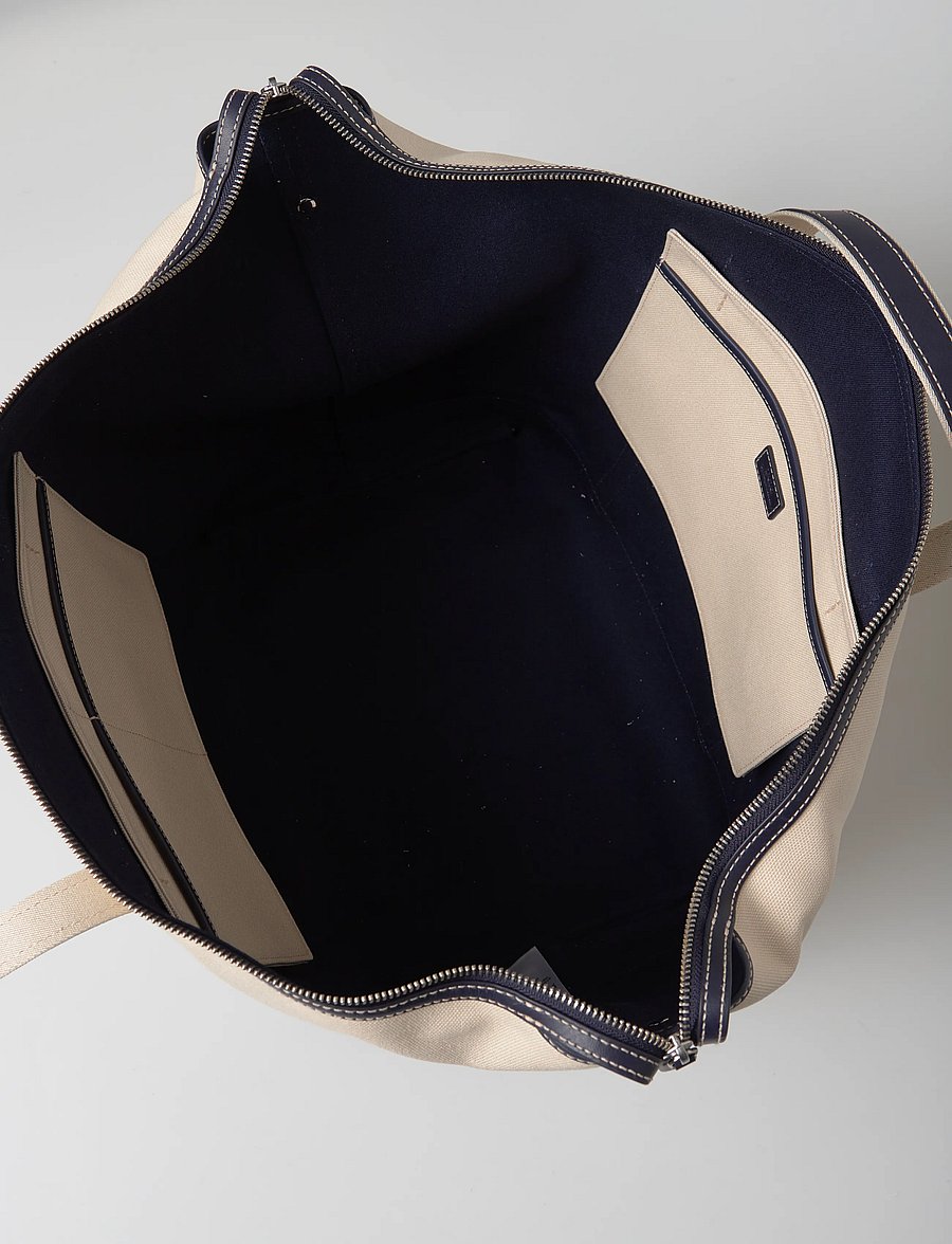 Polo Ralph Lauren - CANVAS/LEATHER-LG SHP TTE-TTE-LRG - shopper - ecru/navy - 4