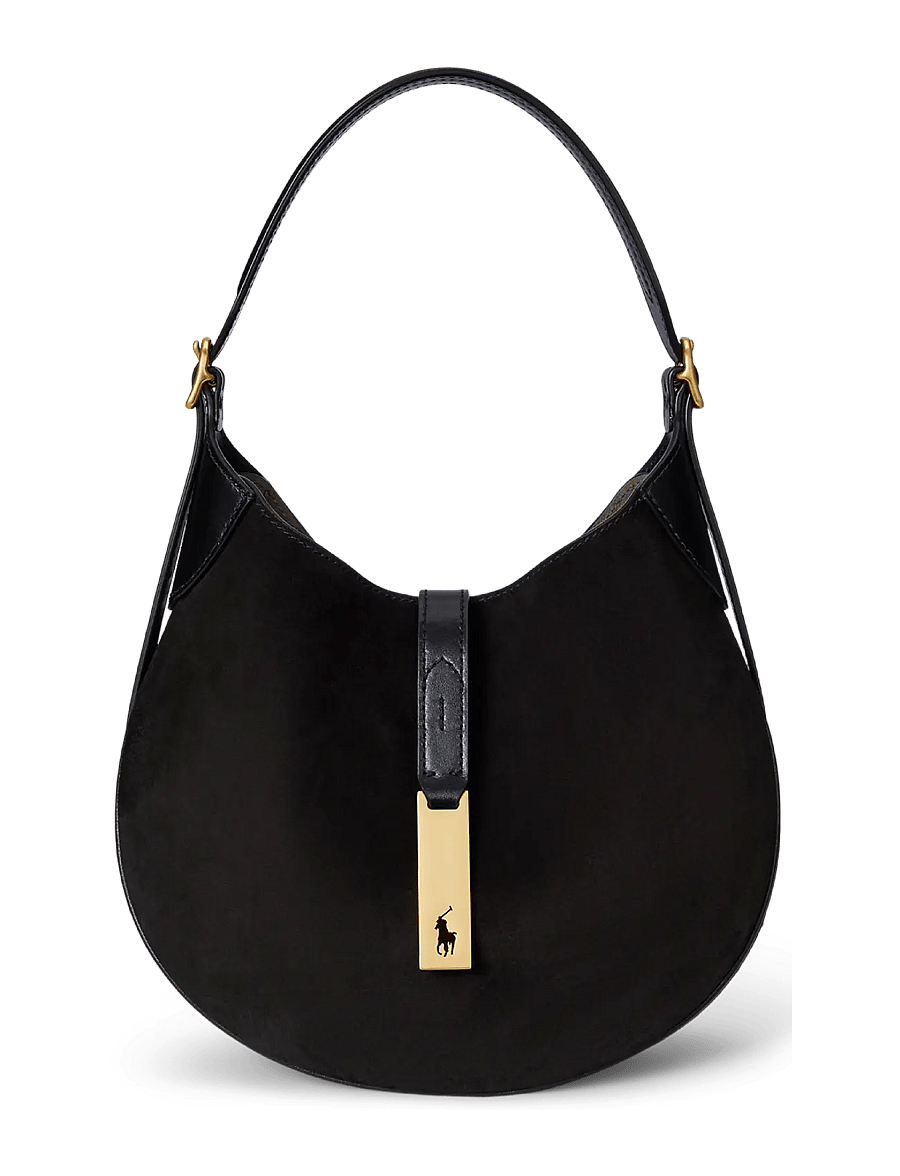 Polo Ralph Lauren - SUEDE/LEATHER-P ID SM SH S-SBA-SMA - schultertaschen - black/g l - 1
