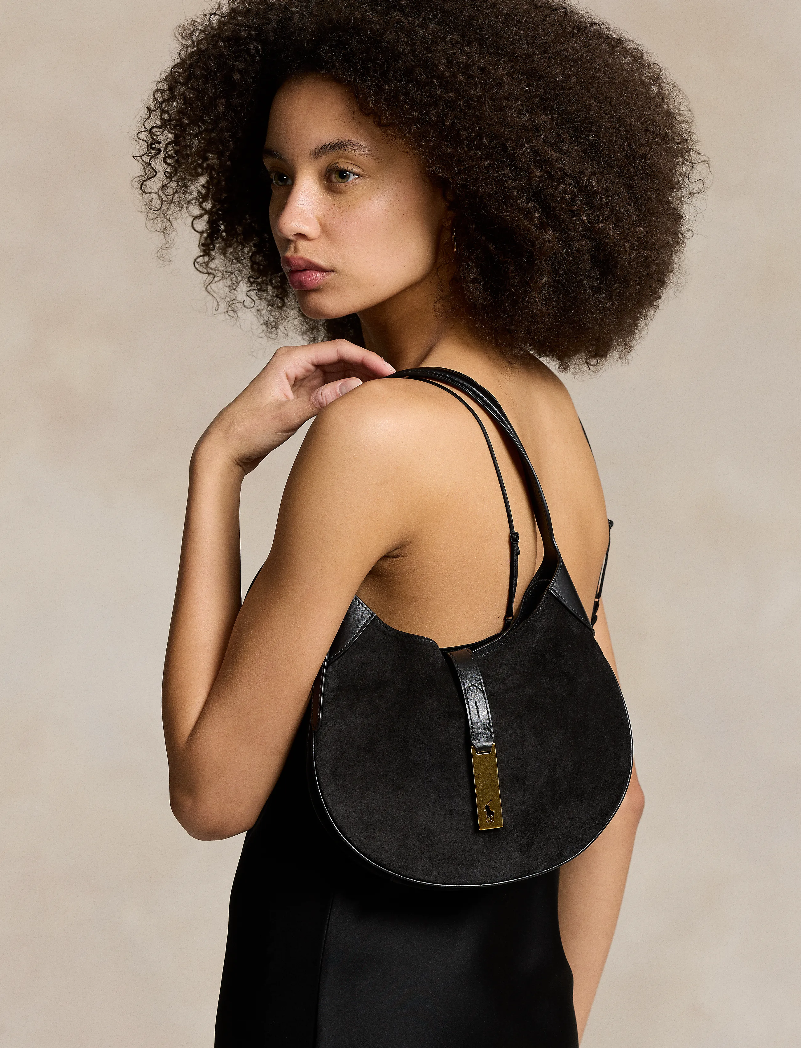 Polo Ralph Lauren Suede/Leather-P Id Sm Sh S-Sba-Sma, One Size, Bags, Schwarz - Small Shoulder Bags-crossbody Frauen