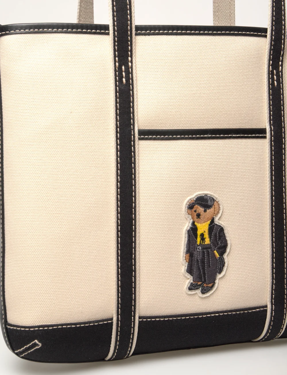 Polo Ralph Lauren - Polo Bear Canvas Small Shopper Tote - tote bags - ecru/black - 4