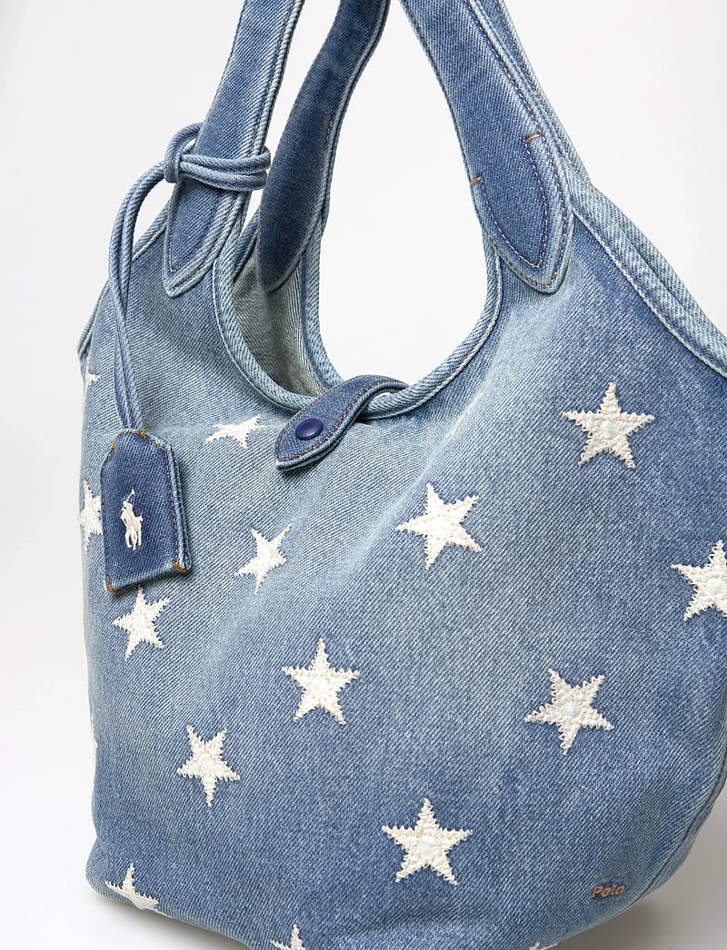 Polo Ralph Lauren - Polo Play Star-Appliqué Denim Tote - totes - christy wash - 4