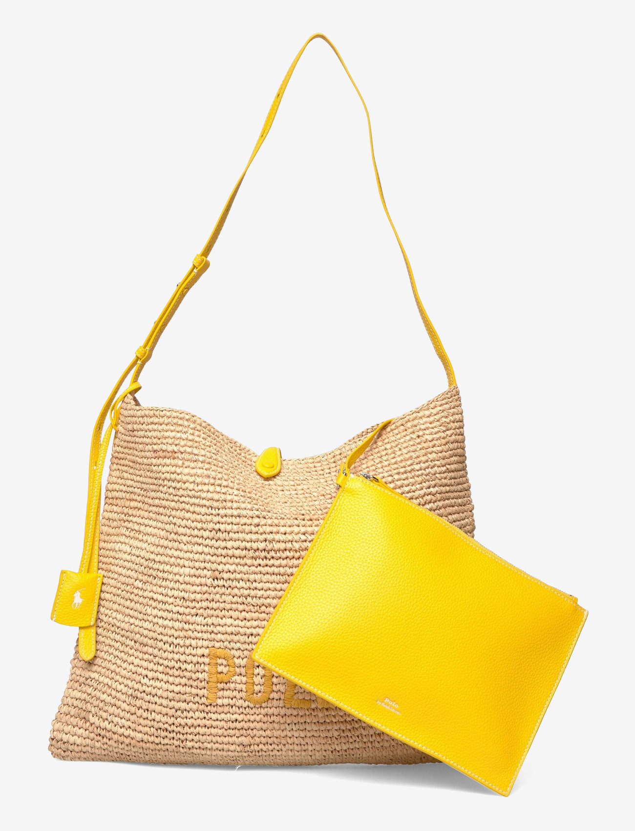 Polo Ralph Lauren - Polo Play Raffia Messenger Bag - strandtaschen - natural/canary ye - 0