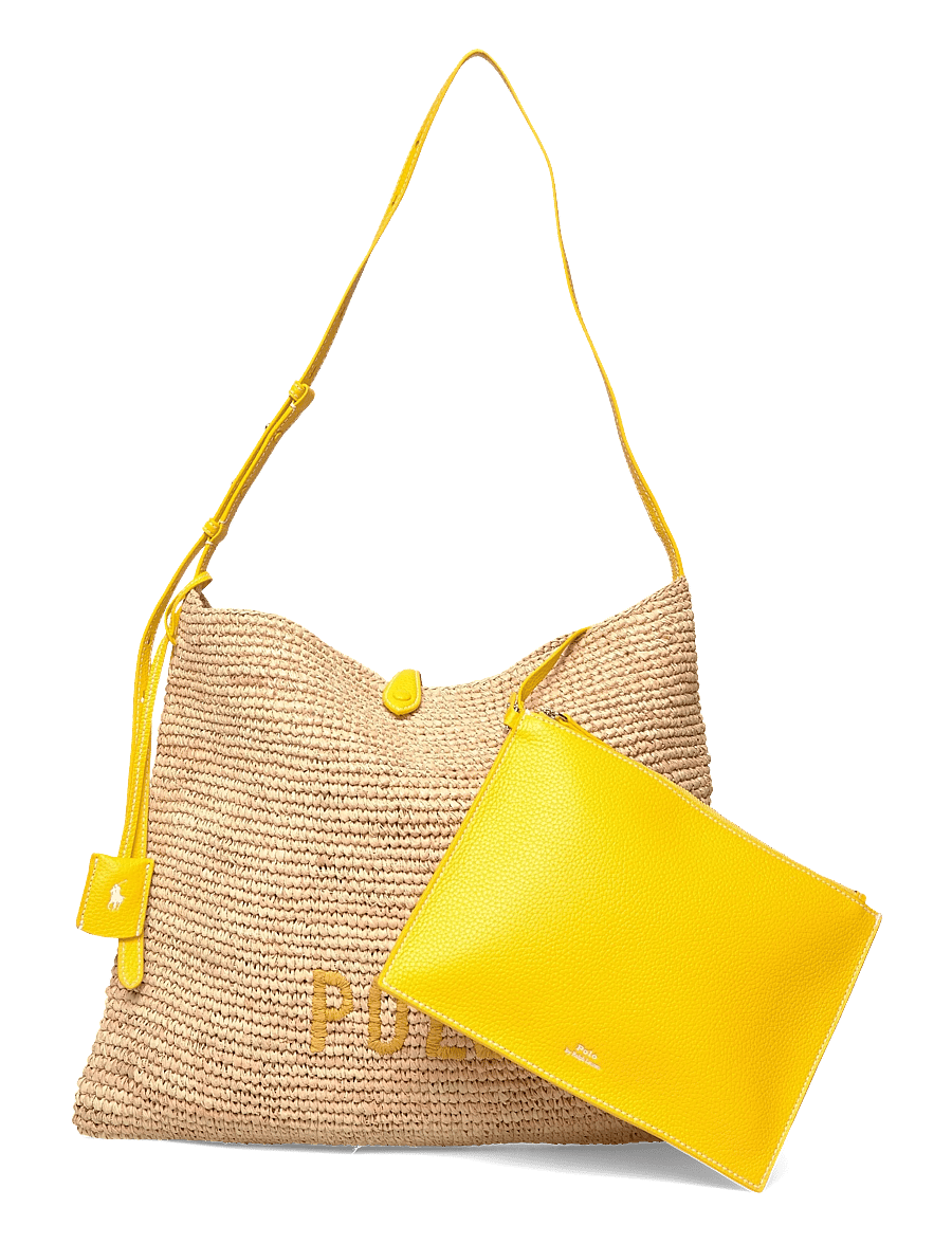 Polo Ralph Lauren - Polo Play Raffia Messenger Bag - rannakotid - natural/canary ye - 0